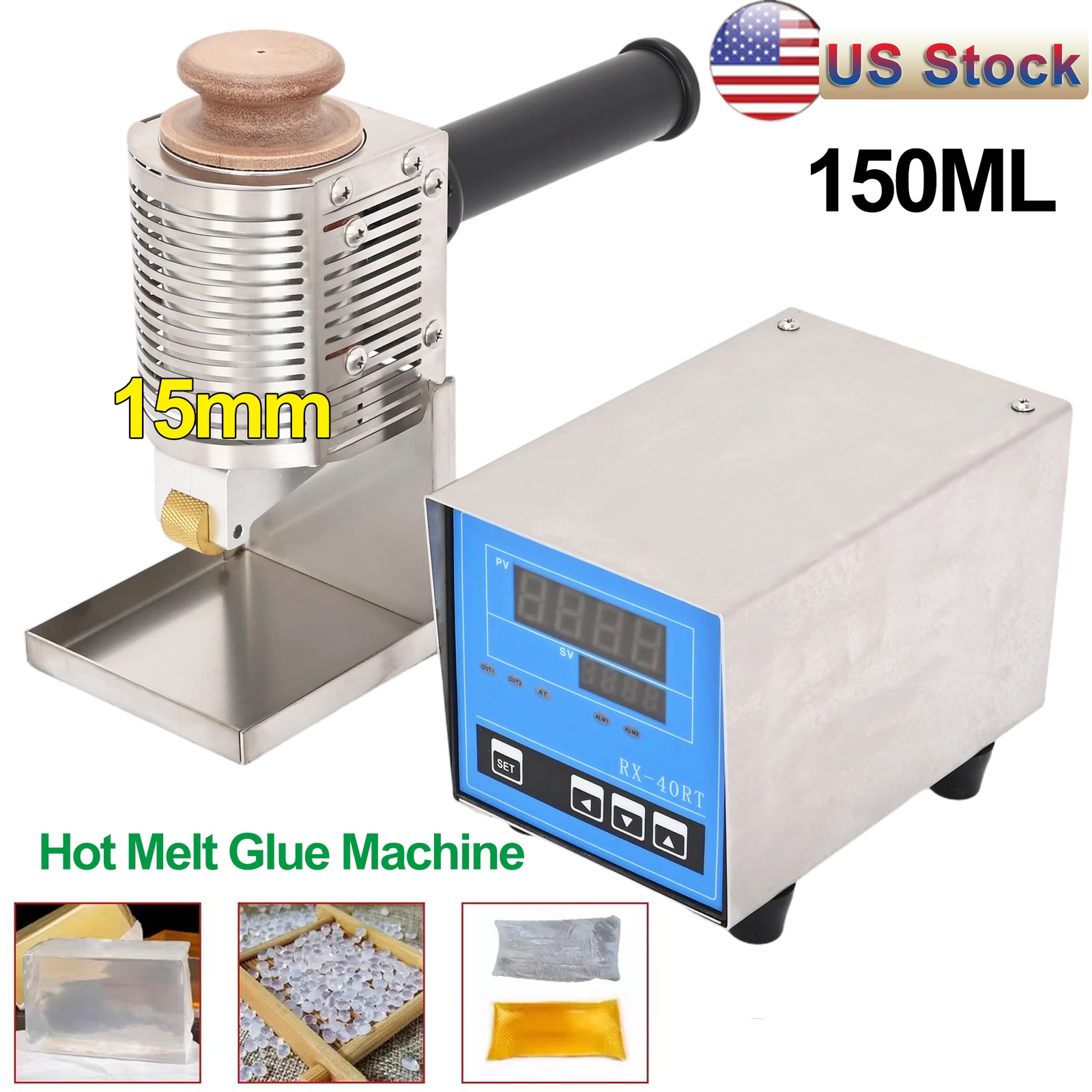 15mm Hand Push Hot Melt Glue Coating Gluing Machine Hot Melt Glue Dispenser 110V