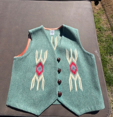 Ortega’s Chimayo , NM Hand Woven 100% Wool Vest Vintage 46 Ortega’s Chimayo , NM Hand Woven 100% Wool Vest Vintage 46