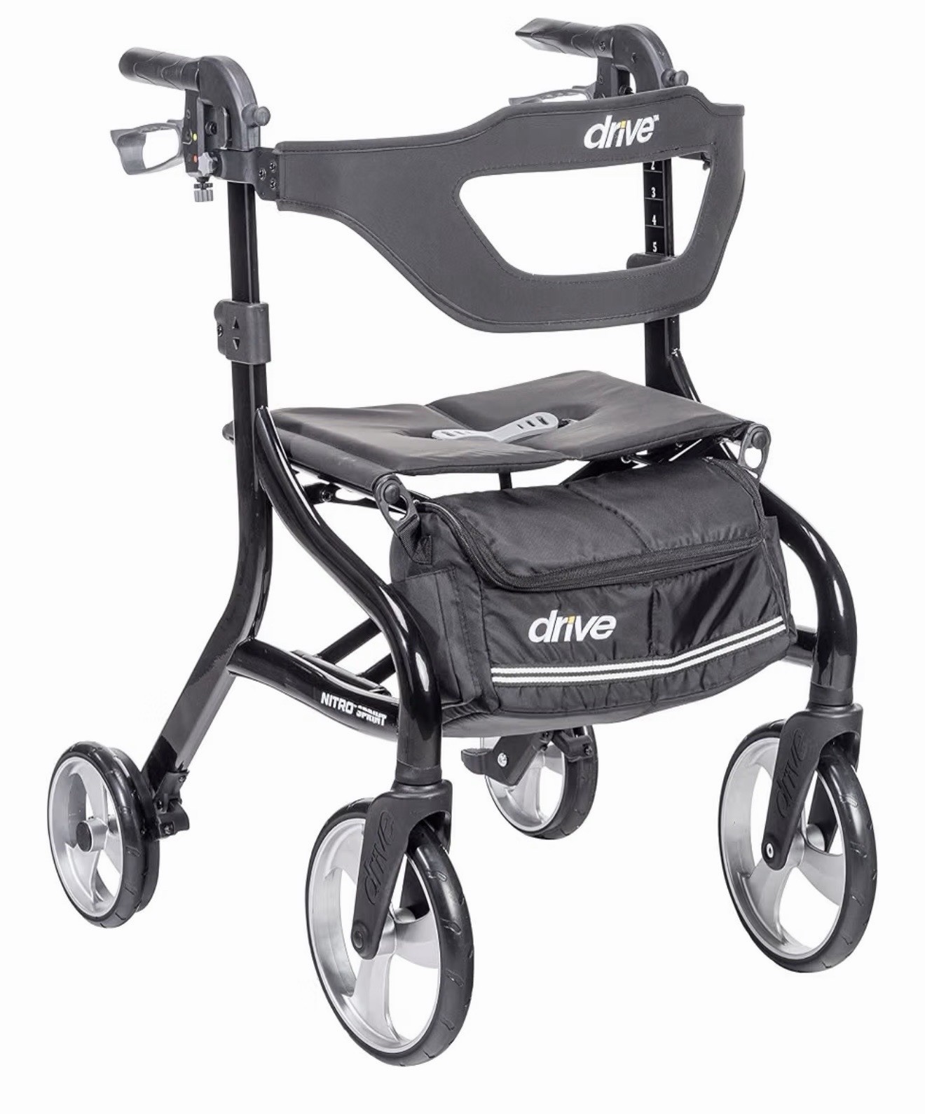 New Drive Medical Nitro Sprint Rollator Walker Heavy Duty w/Seat Black New Drive Medical Nitro Sprint Rollator Walker Heavy Duty w/Seat Black