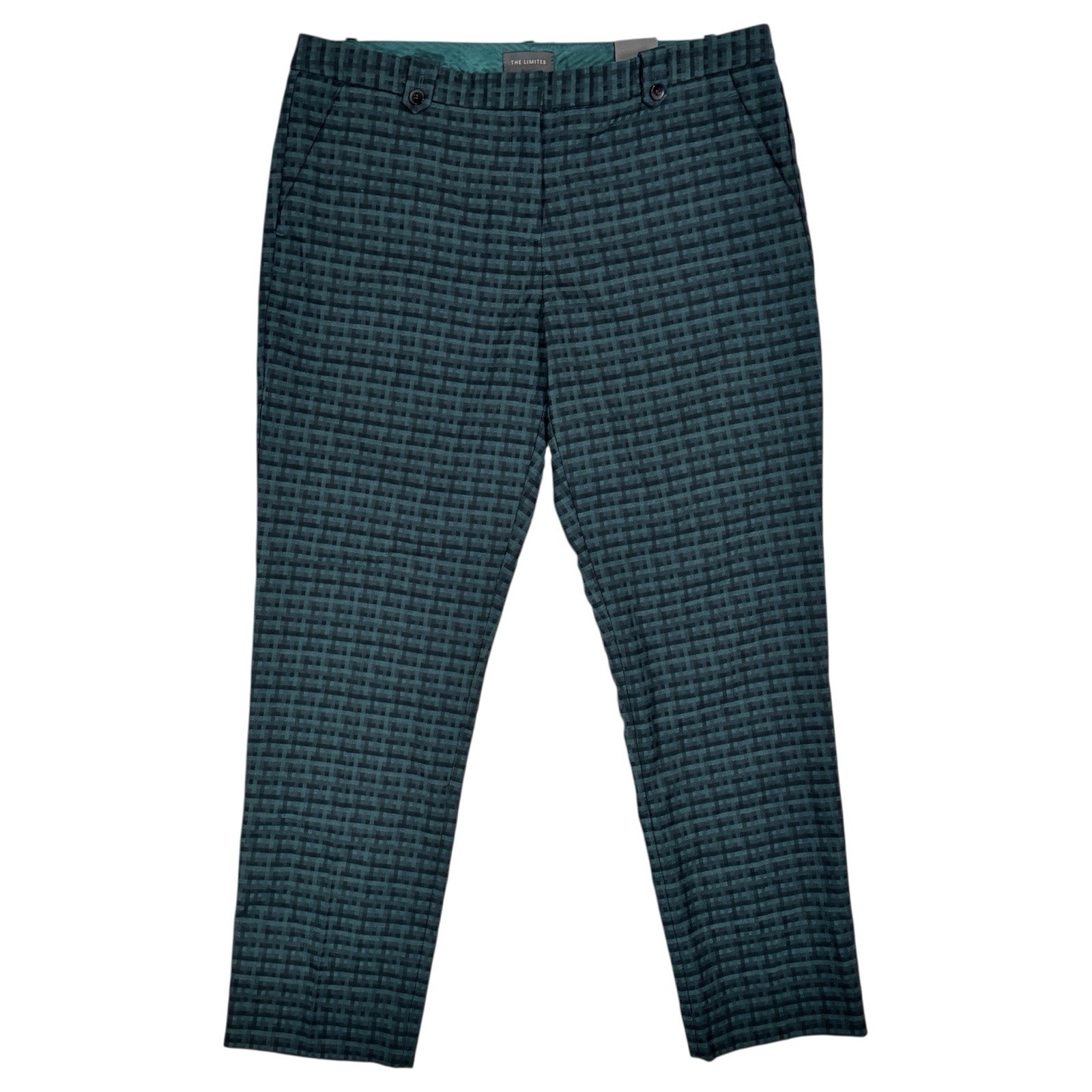 NWT The Limited Pencil Ankle Pants Size 10 Green Plaid Trousers Academia Office