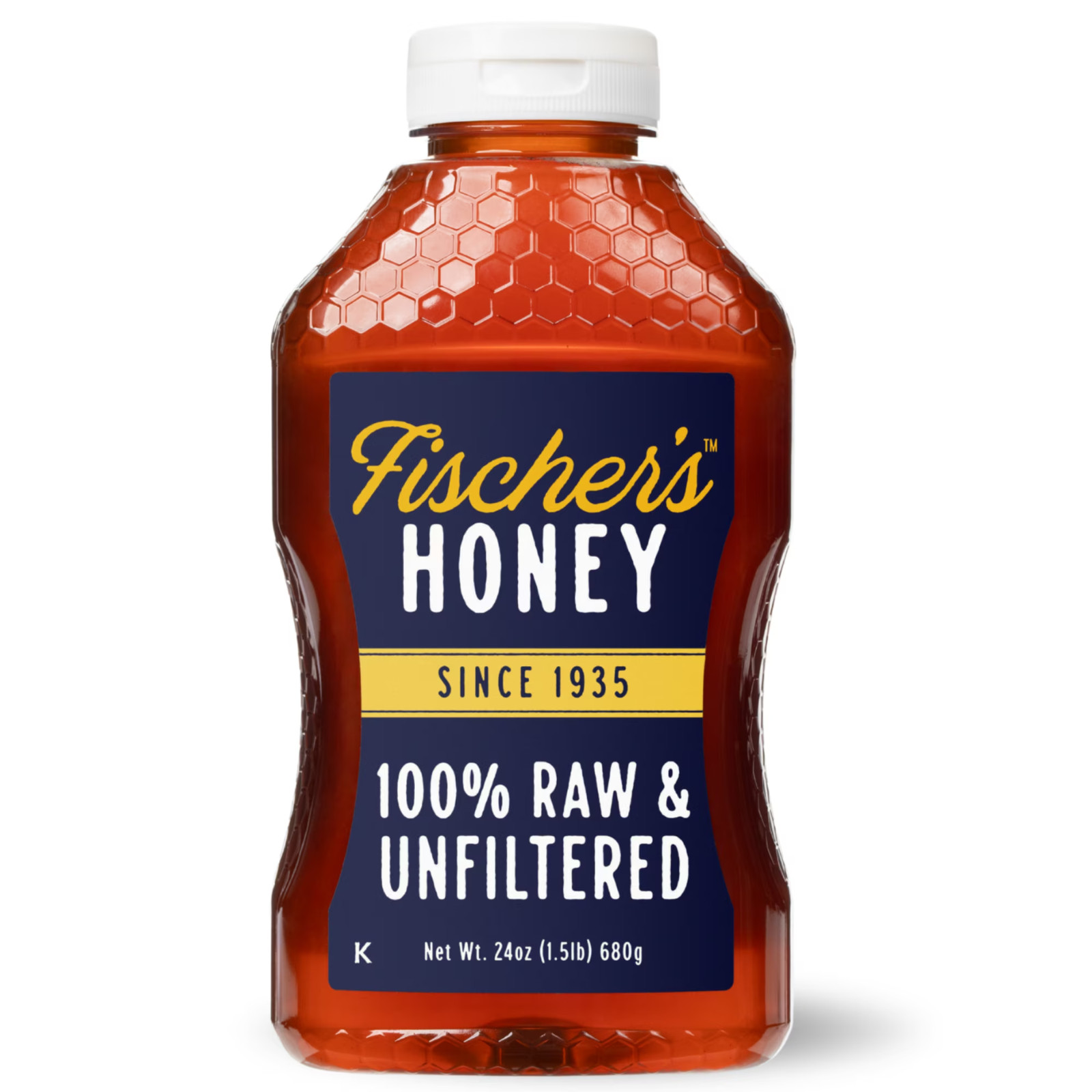 Fischers Honey, 24oz Raw and Unfiltered, Premium, Pure, Squeeze Bottle