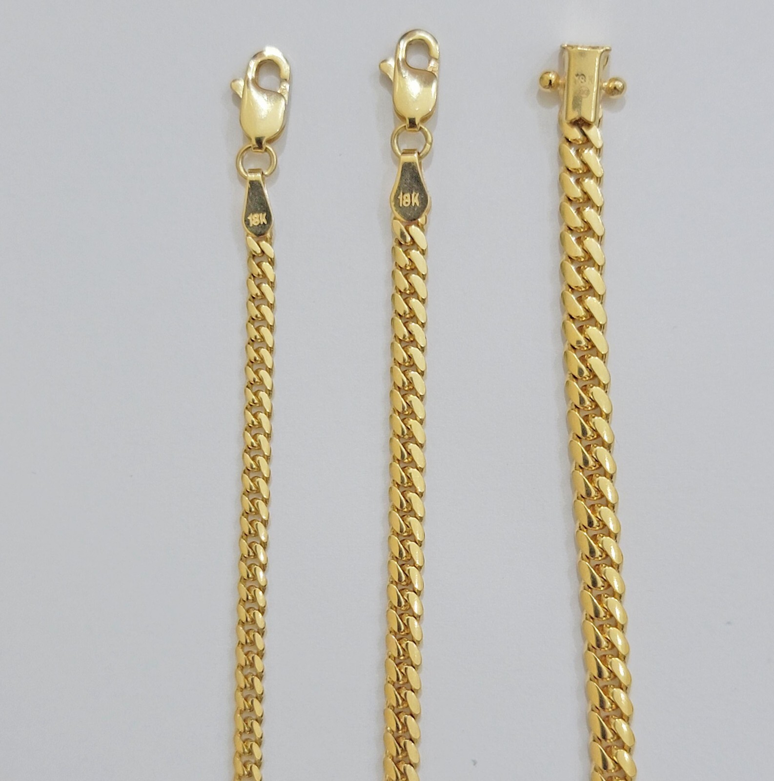 Solid 18k Gold Chain Necklace Miami Cuban Link 2.5mm-4mm 18\