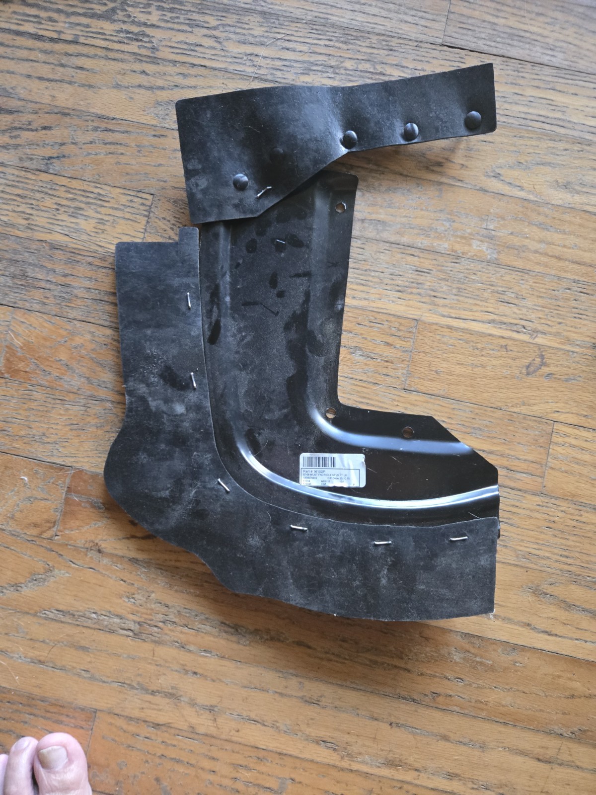 1967-68 Ford Mustang; Deluxe Fender Splash Shield With Rubber Seal; Front; LH 1967-68 Ford Mustang; Deluxe Fender Splash Shield With Rubber Seal; Front; LH
