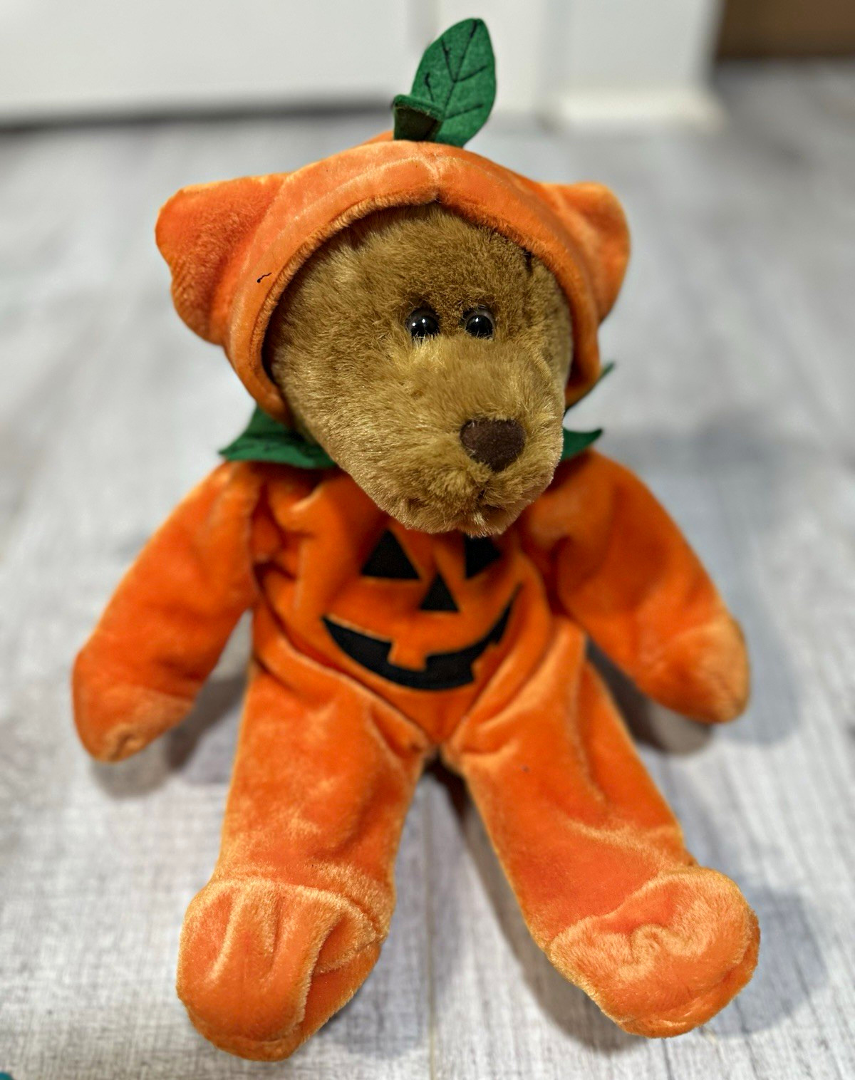 Vintage 1998 Halloween pumpkin teddy bear plush made by G.A Vintage 1998 Halloween pumpkin teddy bear plush made by G.A