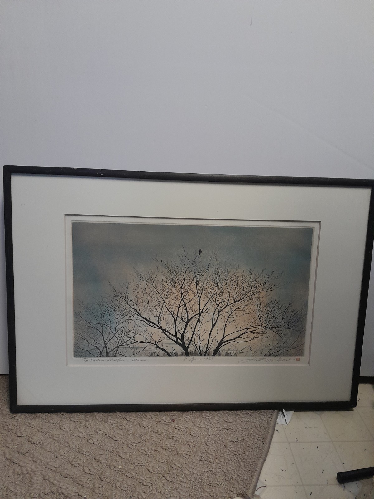 Color Etching and Aquatint Print “Treetop (Evening)” by Hiroto Norikane, 1984