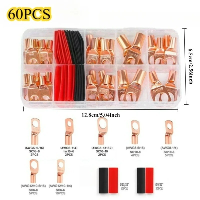 220PCS Car Copper Lug Ring Terminals Cable Electrical Wire Crimp Connectors Kit 220PCS Car Copper Lug Ring Terminals Cable Electrical Wire Crimp Connectors Kit