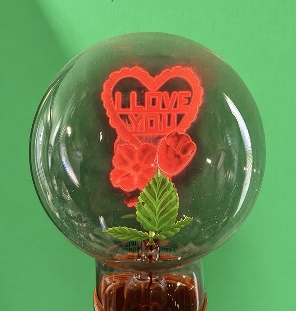 Vtg. Marked Aerolux Neon I Love You Heart & Flowers Light Bulb & Lamp Vtg. Marked Aerolux Neon I Love You Heart & Flowers Light Bulb & Lamp