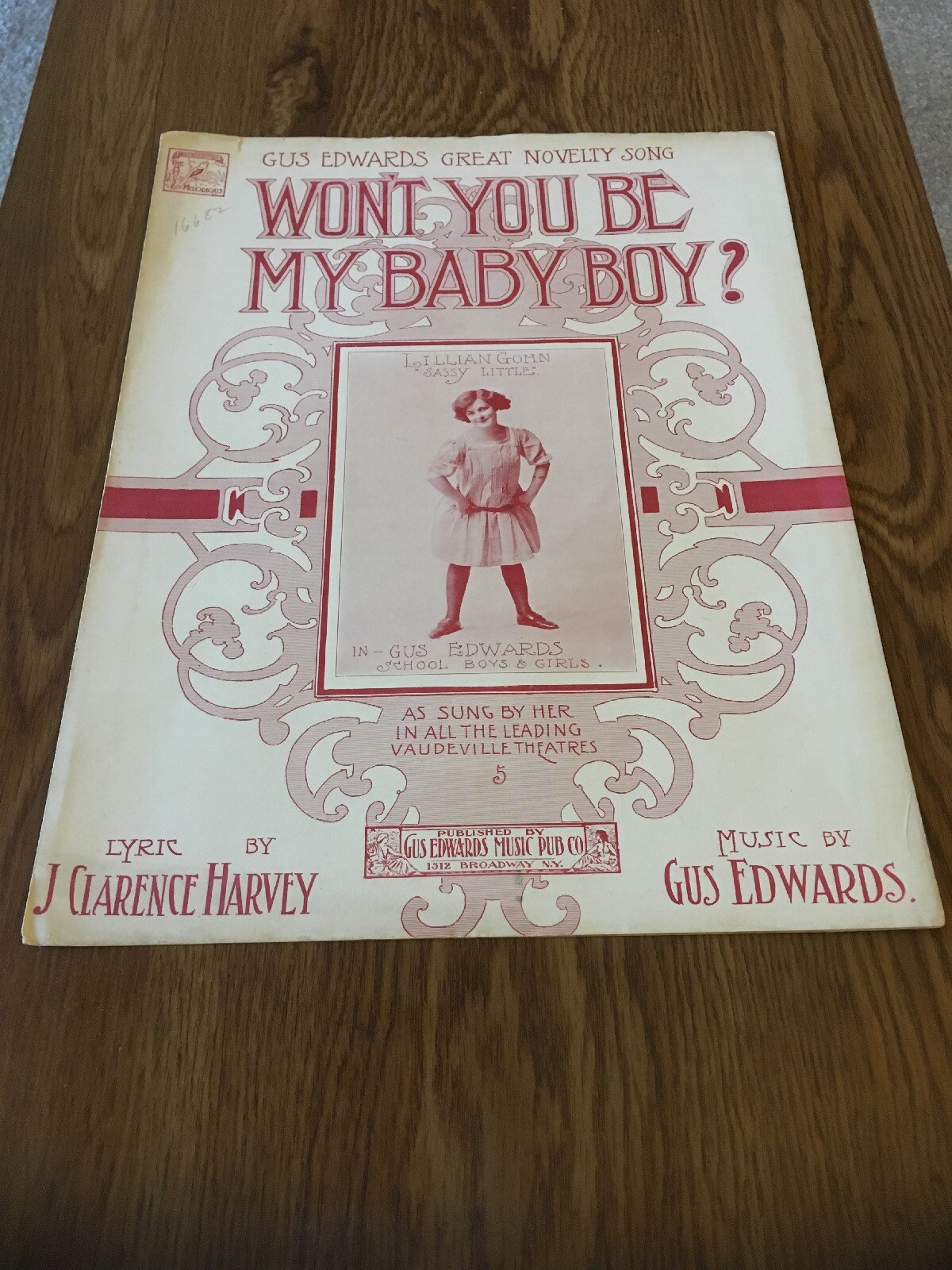 Vintage Sheet Music - Wont You Be My Baby Boy 1907 Harvey/Edwards, Lillian Gohn