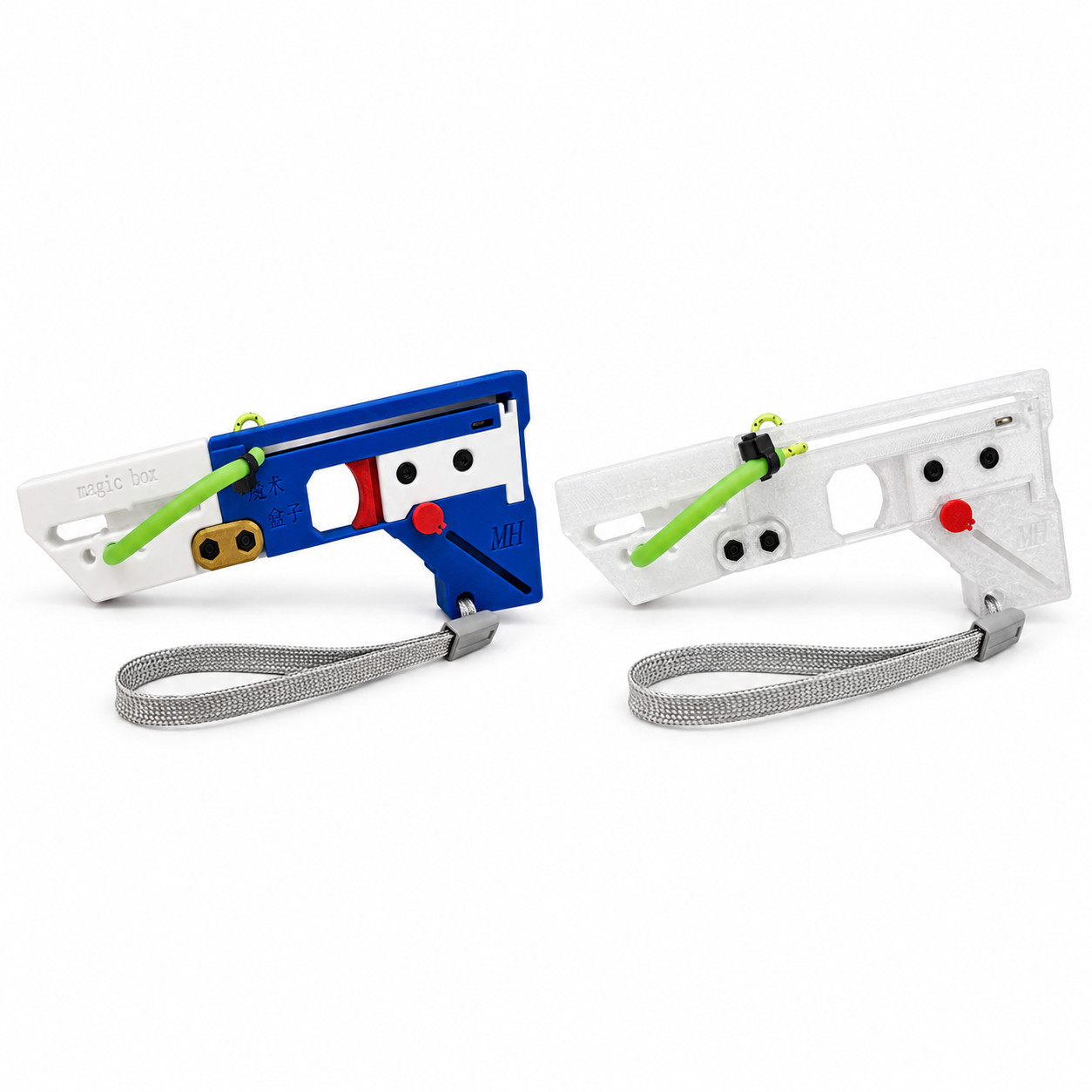 2PACK FoldShot Blue and White & Clear Folding Slingshot Pocket Catapult Portable