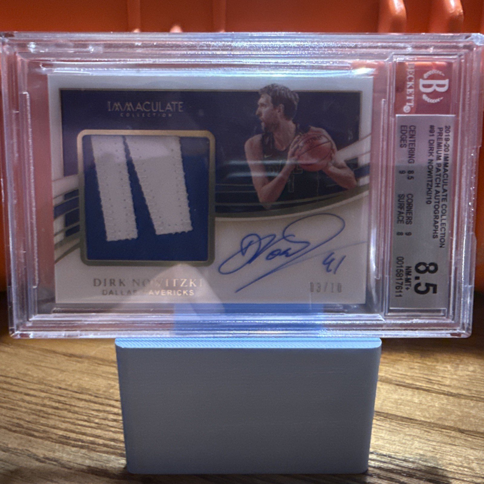 DIRK NOWITZKI 2019-20 IMMACULATE PREMIUM PATCH GOLD AUTO /10 - BGS 8.5 DIRK NOWITZKI 2019-20 IMMACULATE PREMIUM PATCH GOLD AUTO /10 - BGS 8.5