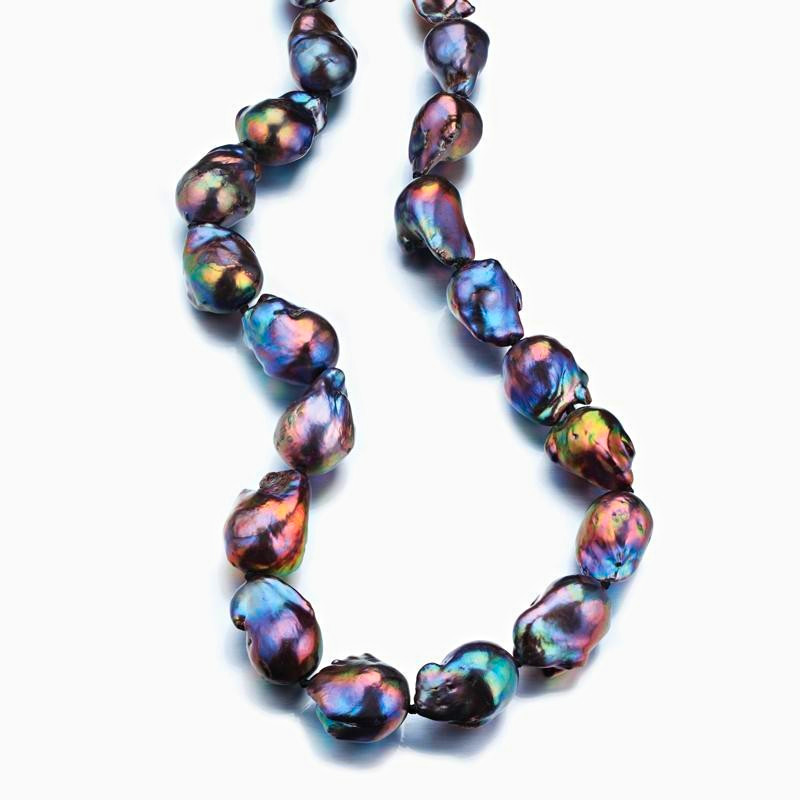 Stauer Black Baroque Pearl Sterling Silver 925 Set Necklace Bracelet Earrings