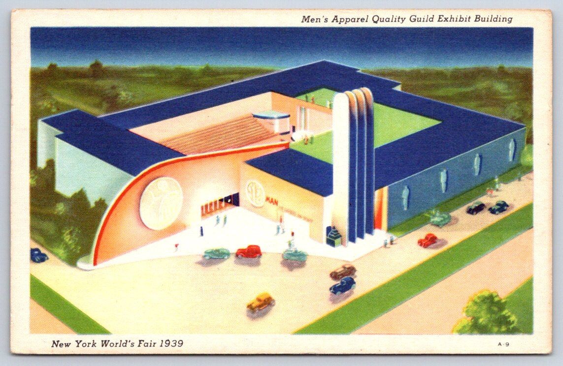 Vintage NEW YORK Postcard Worlds Fair 1939 Mens Apparel Guild
