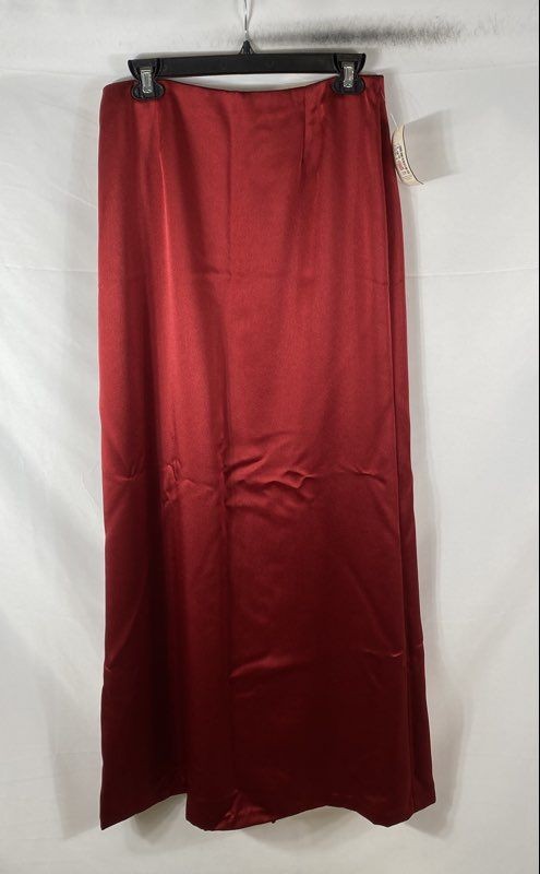 Vintage Carmen Marc Valvo Women\'s Red Lacquer Satin Formal Maxi Skirt Sz 10 NWT