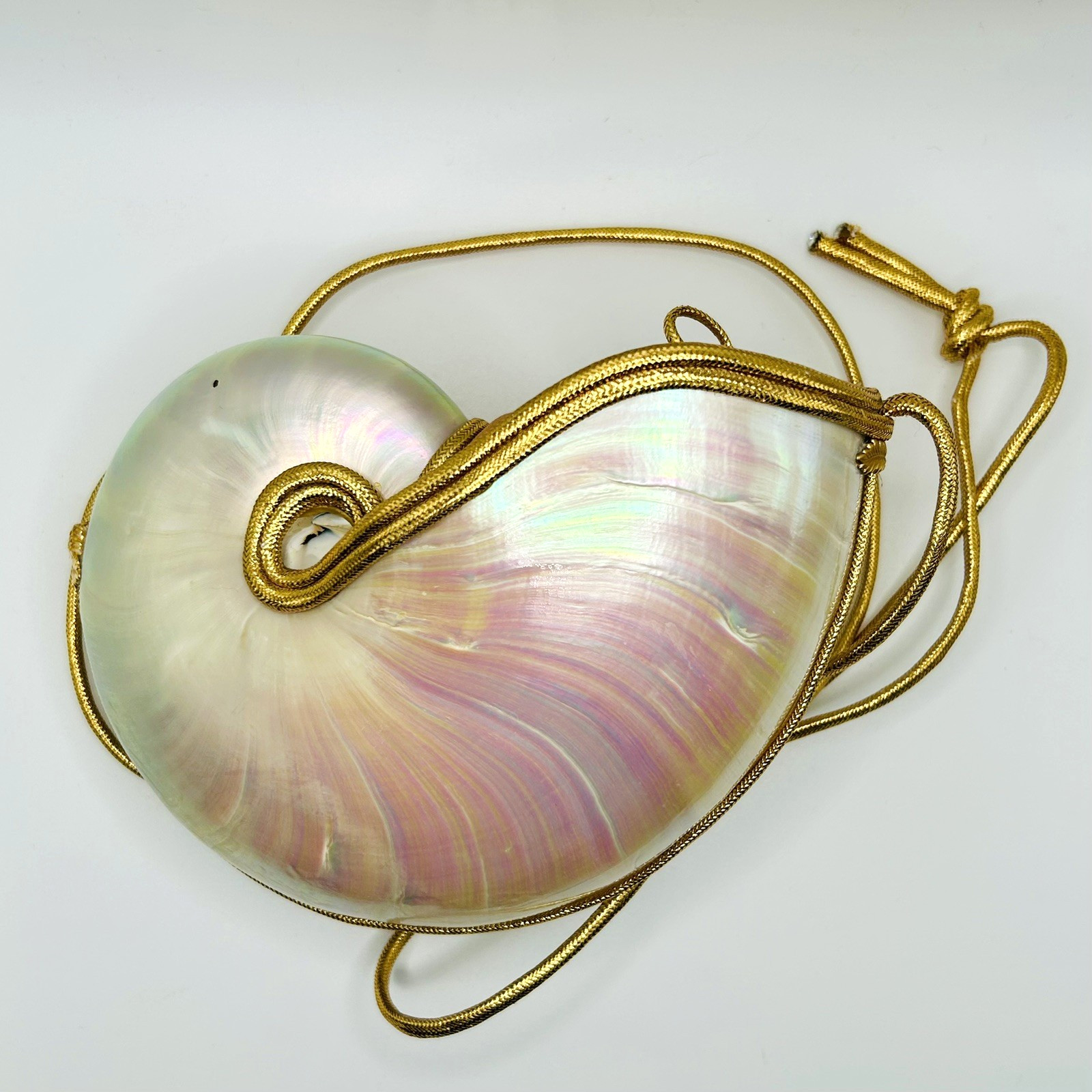 Vintage Nautilus Shell Purse Mille Fiori Nautical Gold Italian Shoulder Bag Vintage Nautilus Shell Purse Mille Fiori Nautical Gold Italian Shoulder Bag