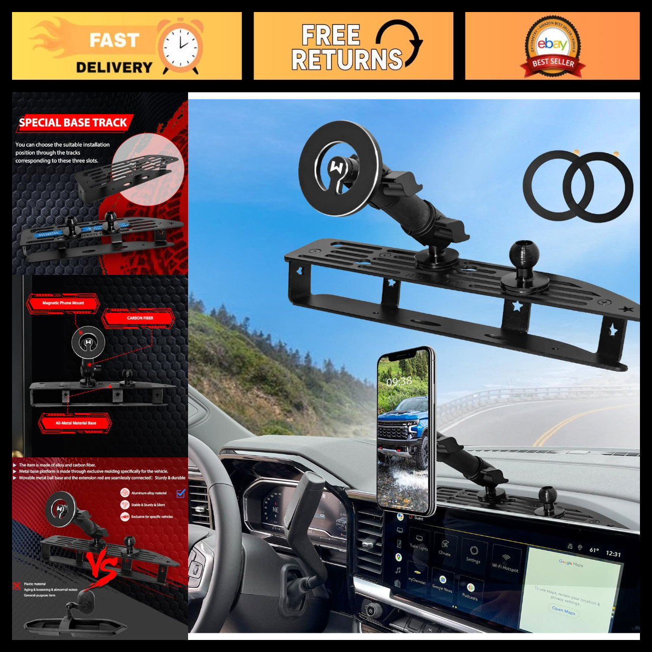 Metal Magnetic Phone Mount for 2025-2026 Silverado Sierra - Strong, Durable & Se