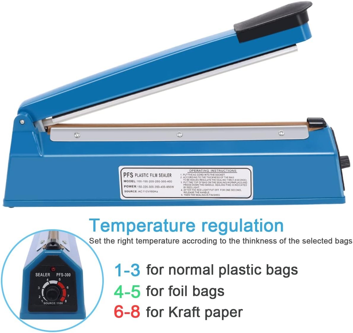 Manual Poly Bag Hot Seal Sealing Machine with Extra Replace Element Grip, Cookie Manual Poly Bag Hot Seal Sealing Machine with Extra Replace Element Grip, Cookie
