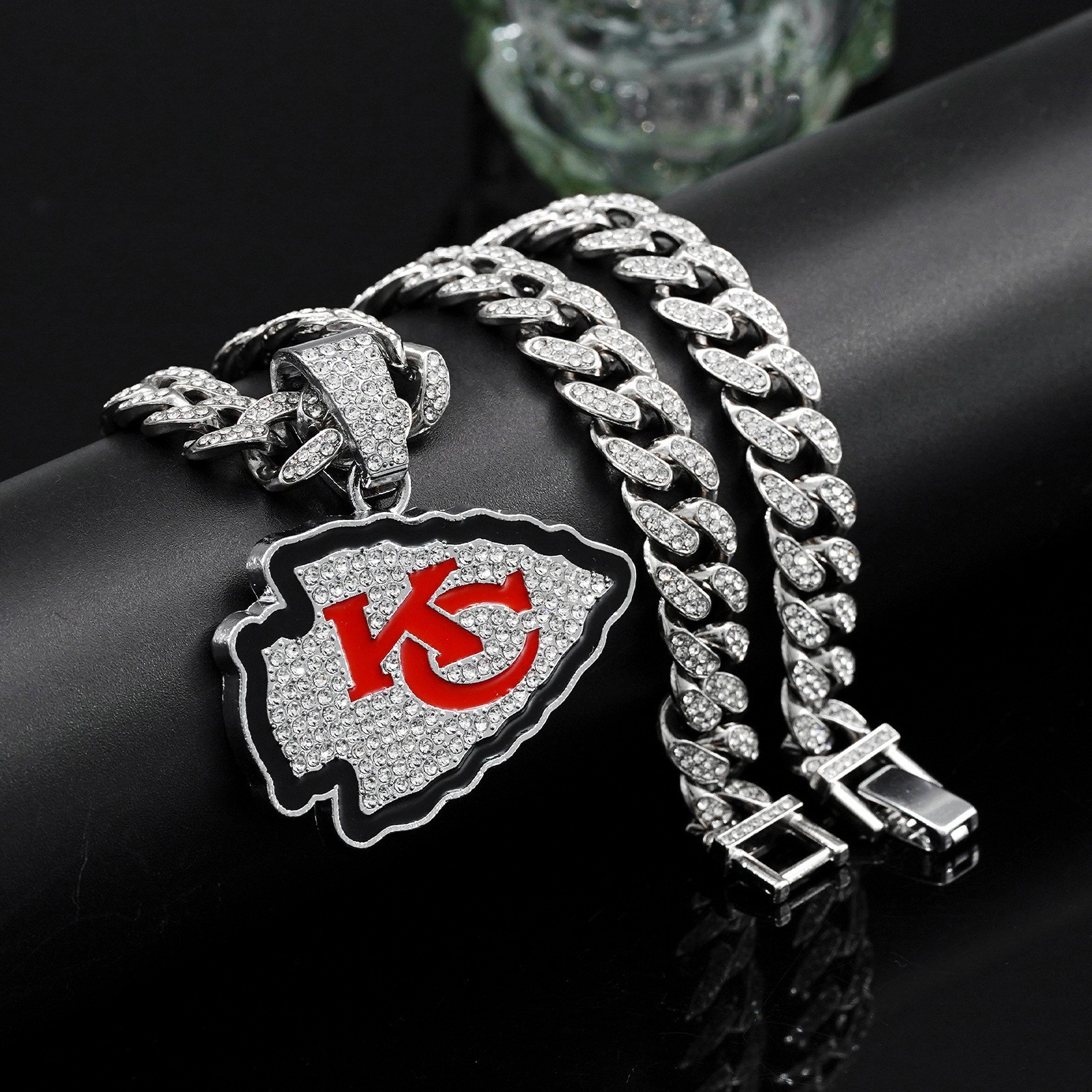 Kansas City Chiefs GEM NECKLACE Gold/Silver Bling Hip Hop Pendant & 20