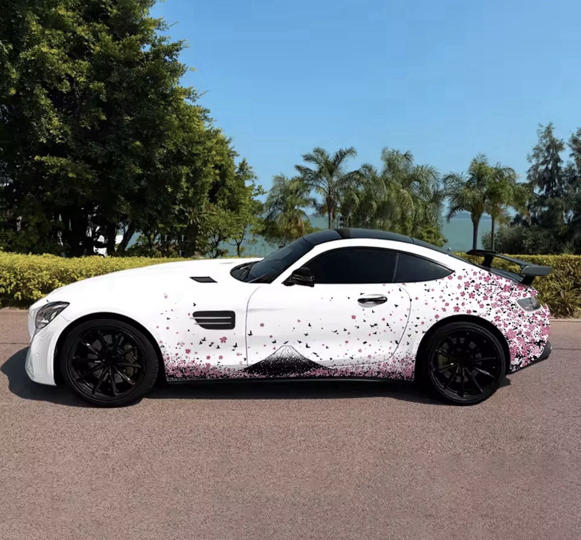 Sakura Car Decal; JDM Sakura Flower Branch Car Decals Both Sides; Cherry Blossom