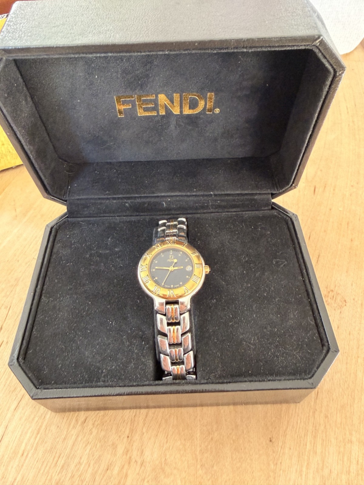 Vintage Fendi Two-Tone Watch Navy Dial – Original Box – AS IS