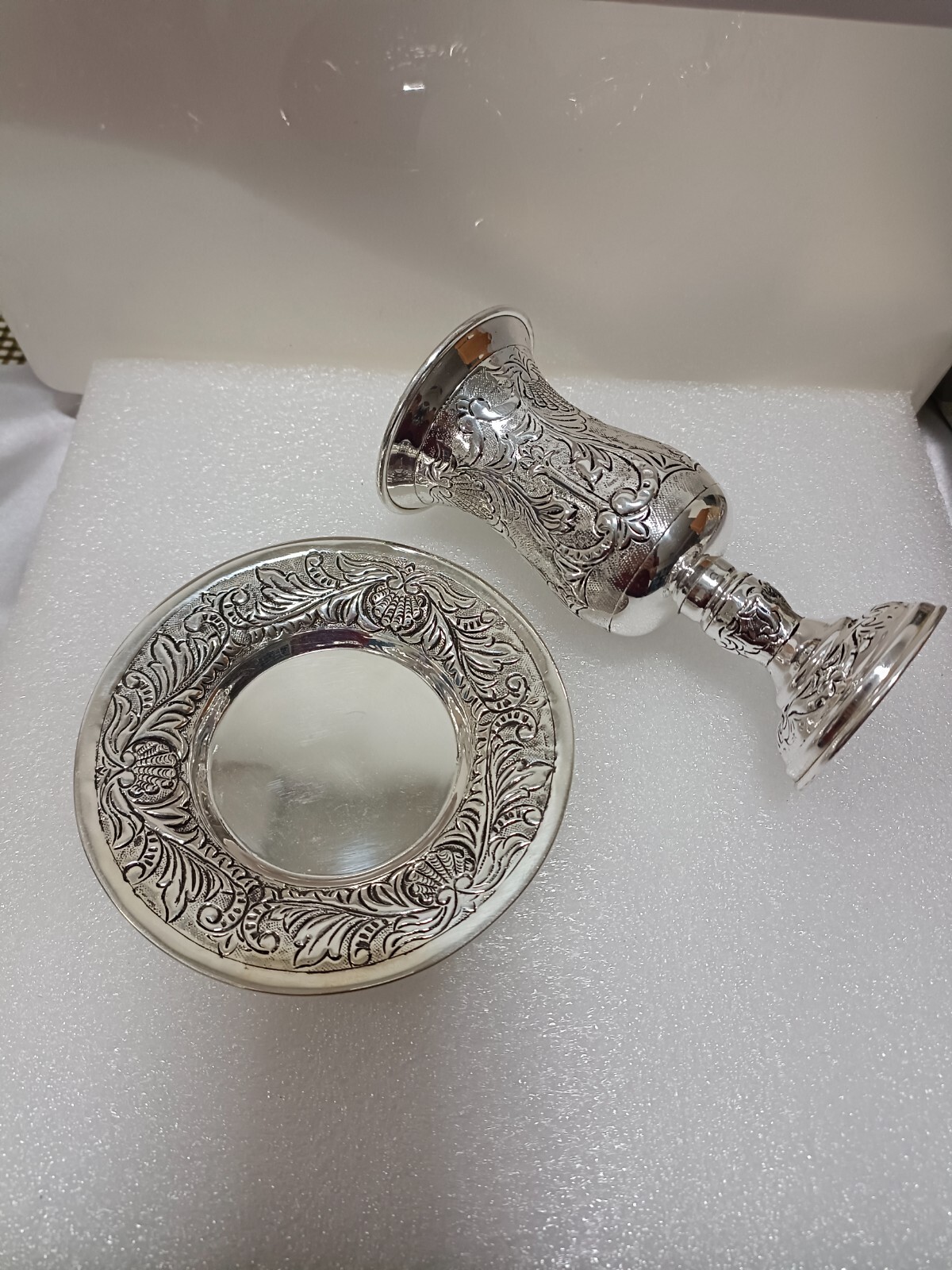 Kiddush Wine Cup Silver Plated Set Judaica goblet Plate | Sam Judaica