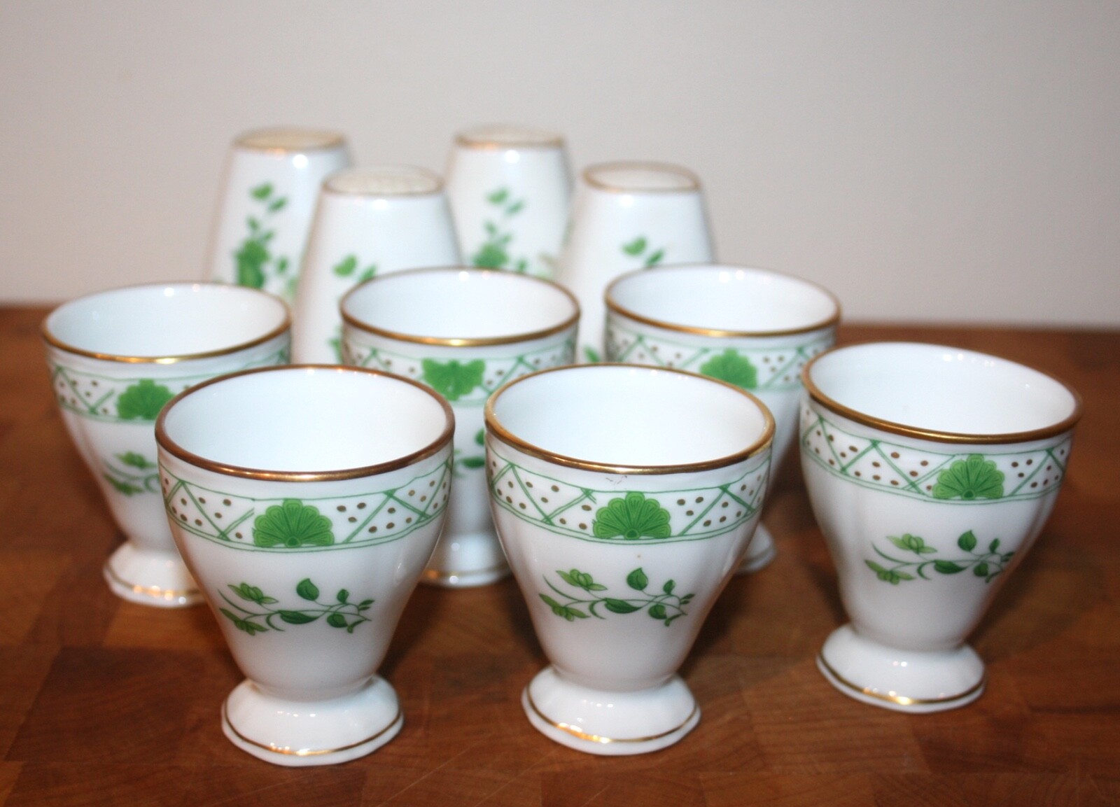Raynaud Limoges MONTEZUMA GREEN 10 piece Breakfast Set With Egg Cups RARE FIND Raynaud Limoges MONTEZUMA GREEN 10 piece Breakfast Set With Egg Cups RARE FIND