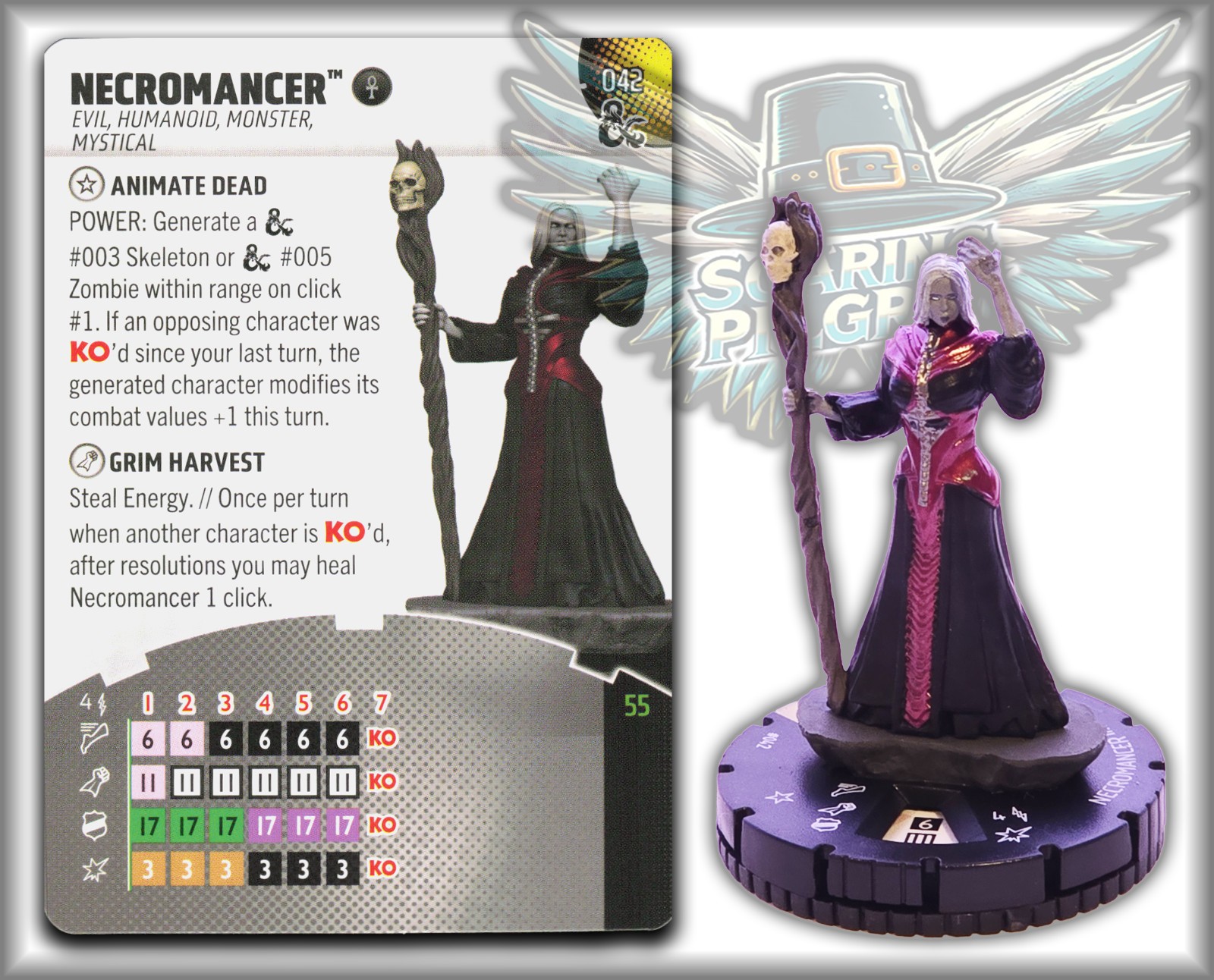 D&D Heroclix NECROMANCER - 042 - SUPER RARE Dungeons & Dragons Series 1 Set