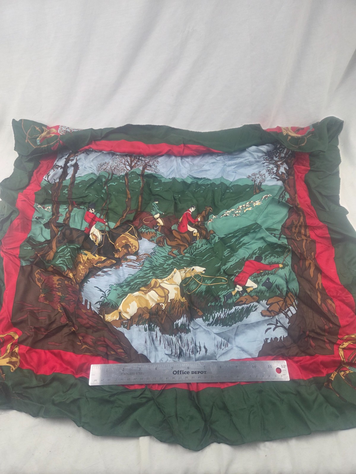 Vintage Ginnie Johansen Hunting Silk Scarf 1986 Equestrian Made in Japan