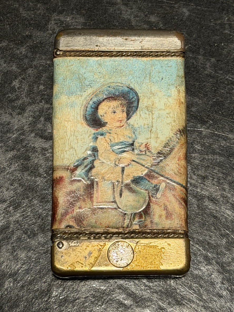 🔥Antique Early 1900’s Combination Pocket Match Safe Vesta & Cigar Cutter VHTF