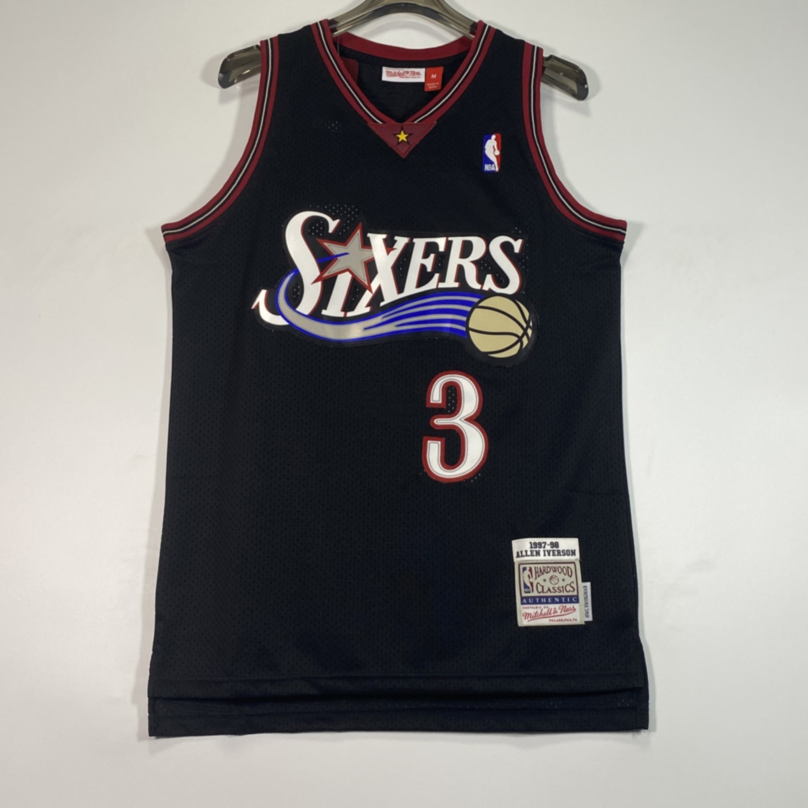 Allen Iverson #3 97-98 Season Retro Black Jersey Sewn. Sizes S-2XL New