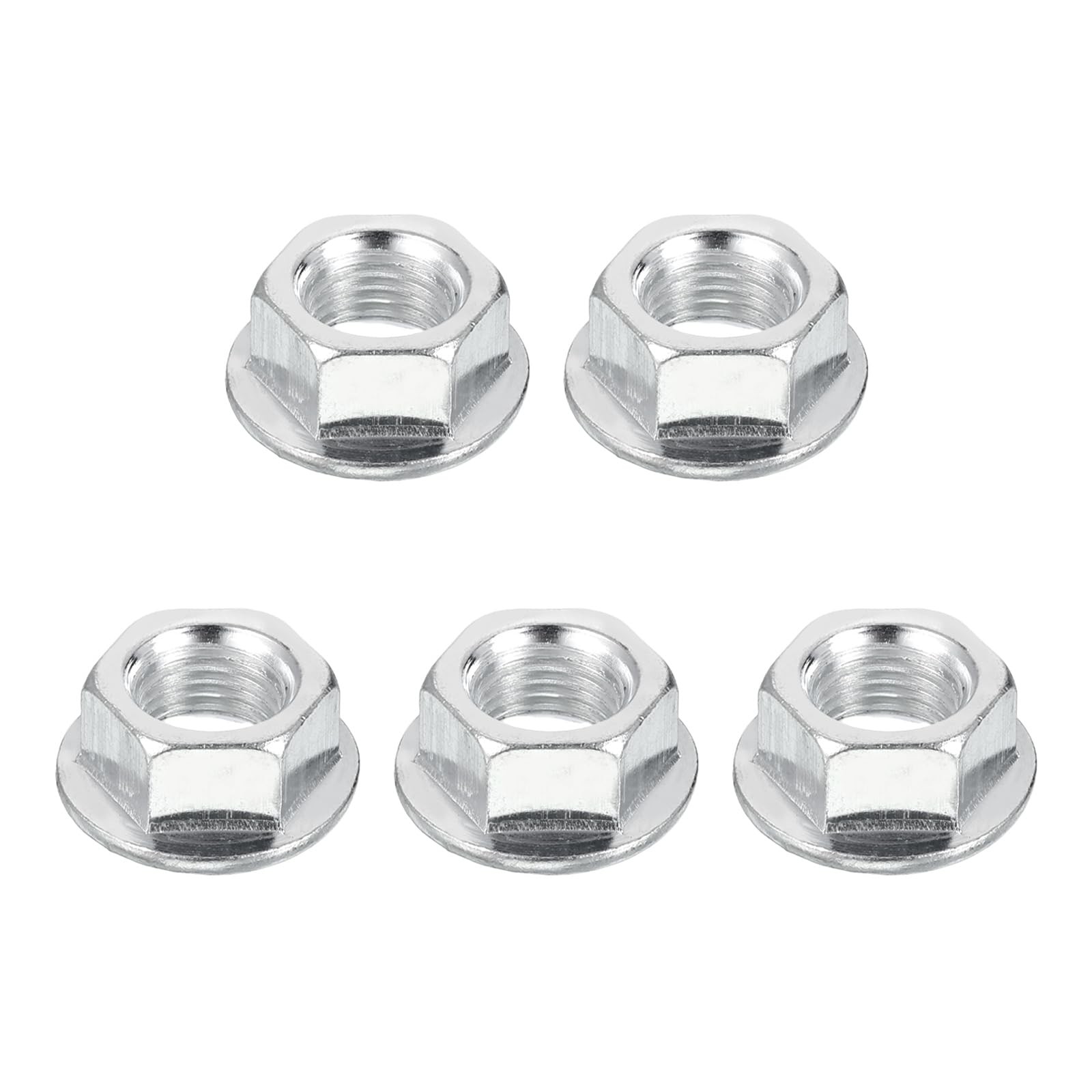 PATIKIL M14x1.5mm Serrated Flange Hex Lock Nuts, 5Pcs M14x1.5mm, Silver