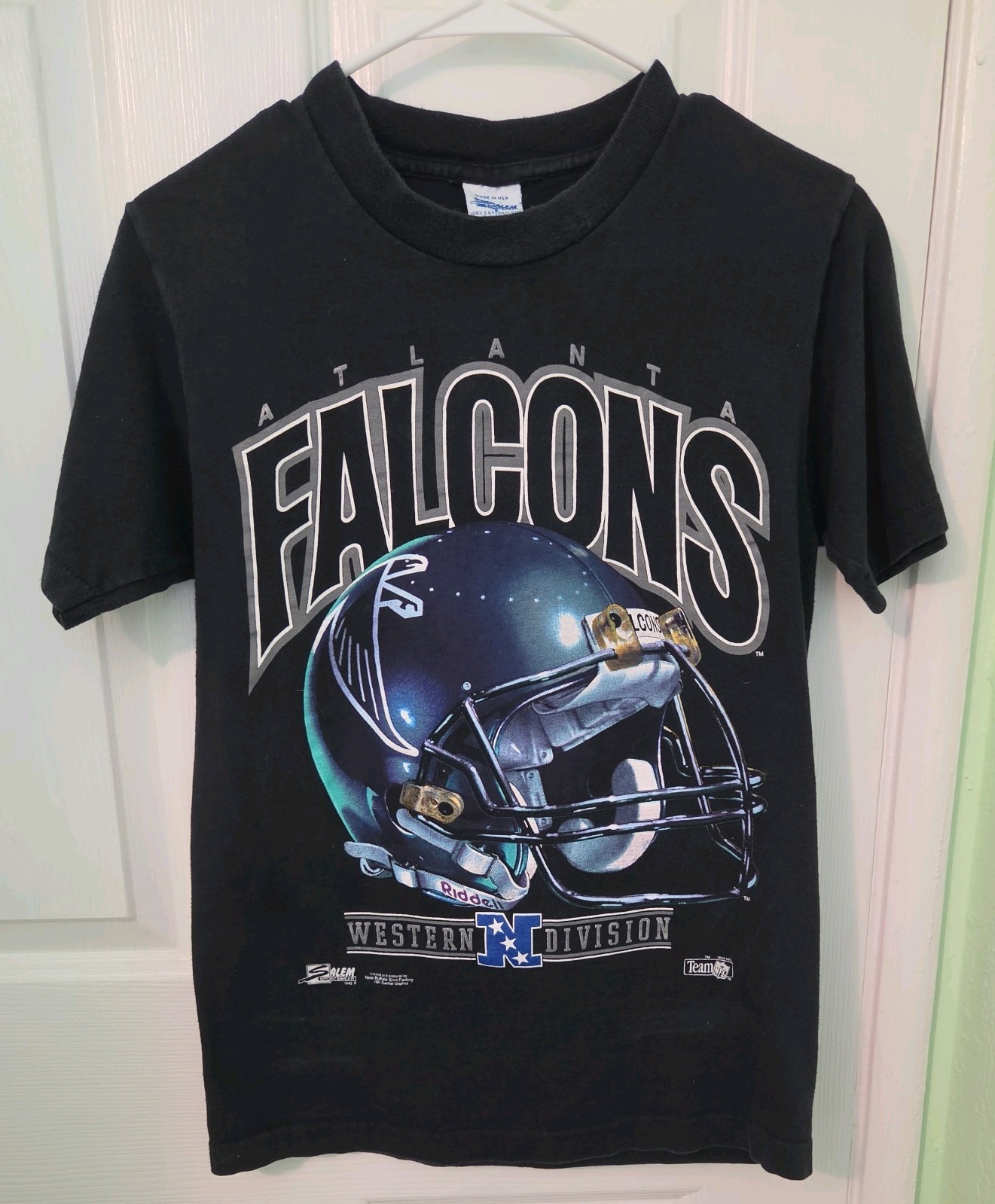 Vintage Single Stitch Atlanta Falcons Salem Sportswear Black TShirt Size S Large