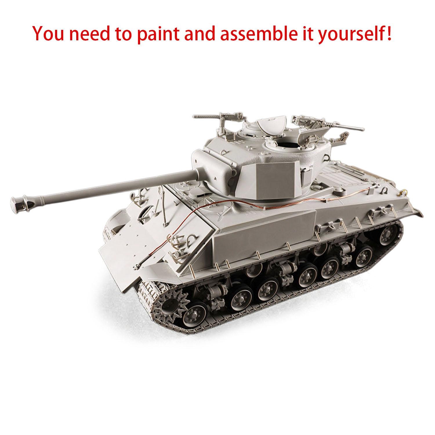 1:16 M4A3E8 Thunder VII Medium Tank Plastic Model Kit 61621 Metal Gun Barrel DIY
