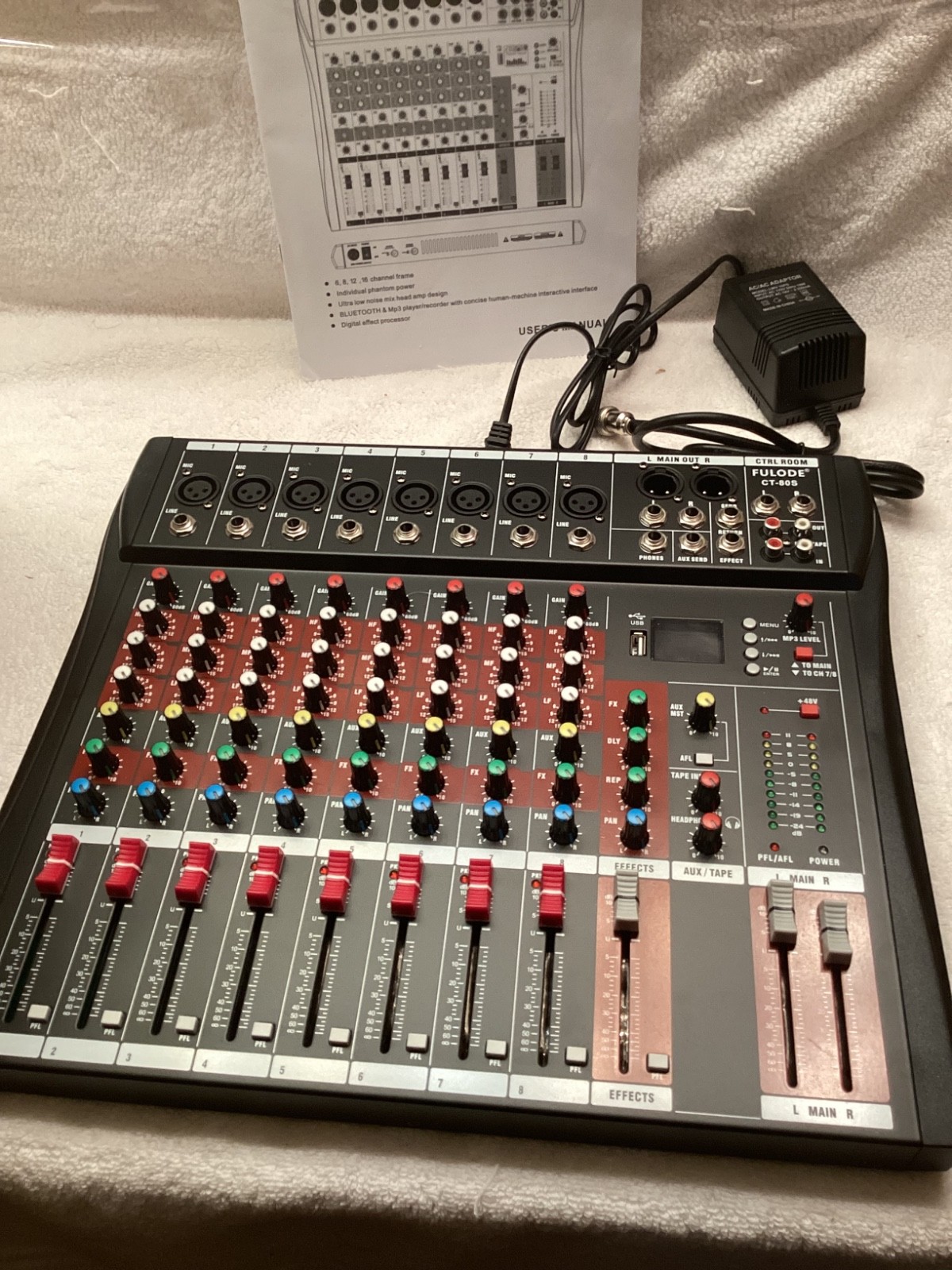 FULODE Audio Mixer CT-80S 8-Channel Professional Sound System Mixer Board