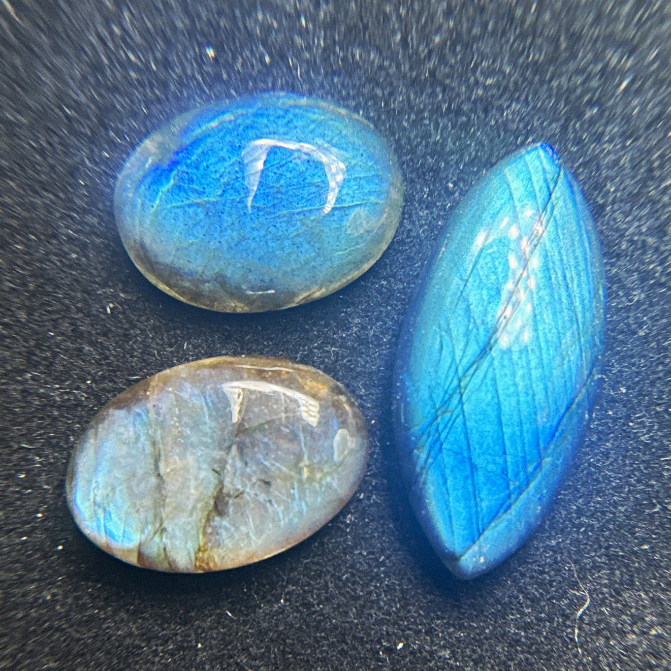Polished Labradorite Cabochon Lot Blue/Gray Flash Oval & Marquise 55.90 Ct Total