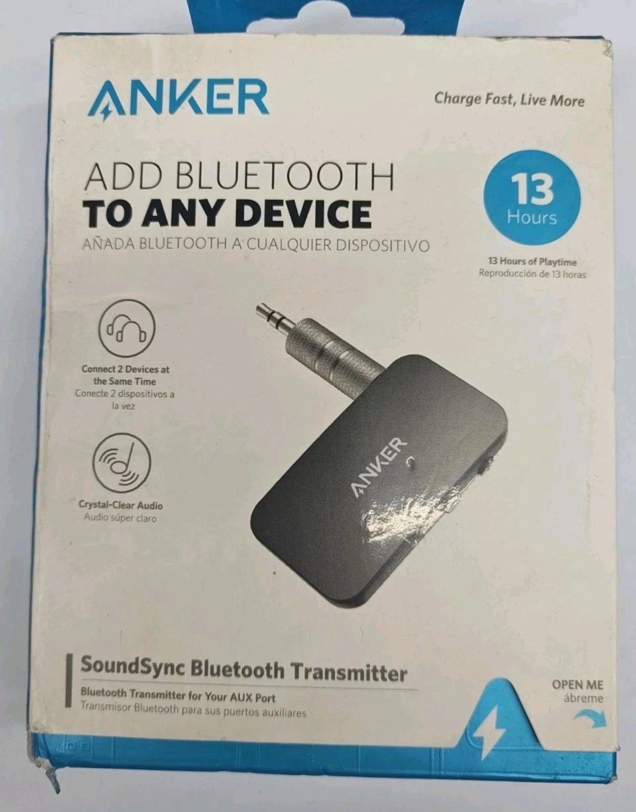 New Anker - Soundsync Portable Bluetooth Transmitter with 10H Battery - Black New Anker - Soundsync Portable Bluetooth Transmitter with 10H Battery - Black