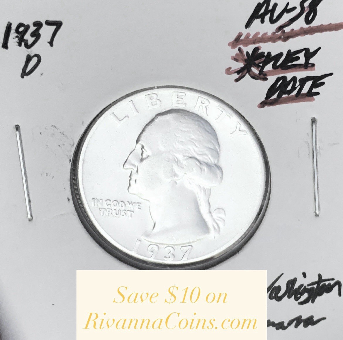 1937-D  GEM AU+++  KEY DATE  U.S. WASHINGTON QUARTER.