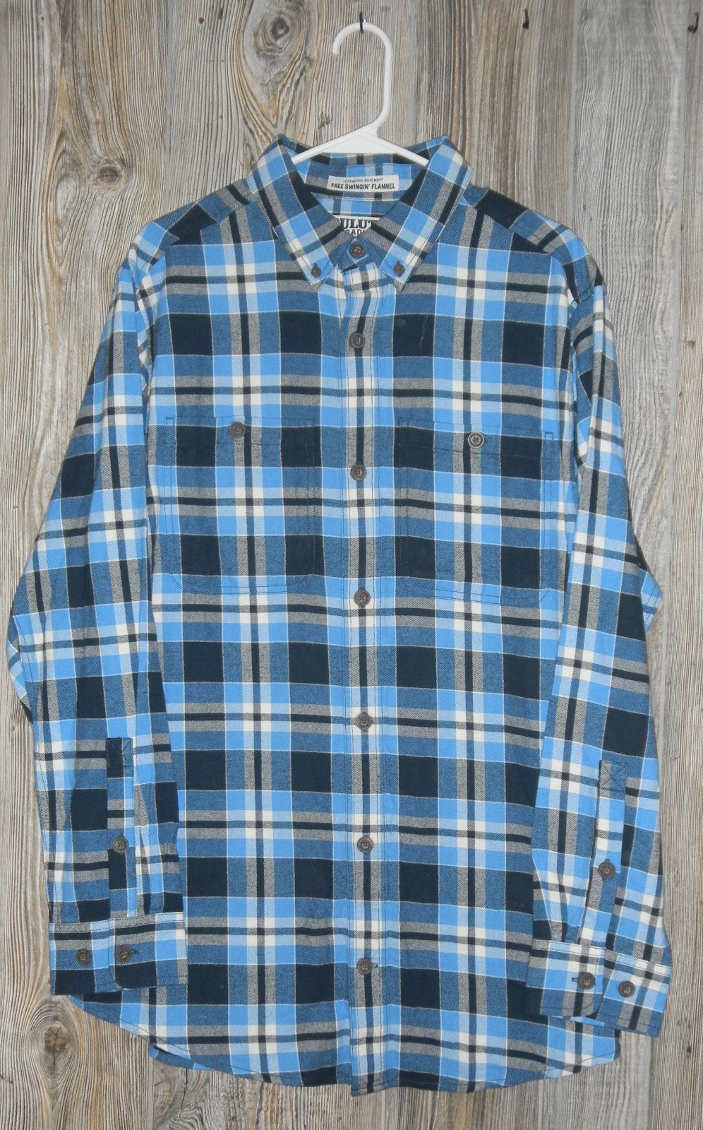 NWT Duluth Trading Shirt Mens Sz Large Blue Flannel Free Swingin Slim Fit Cotton