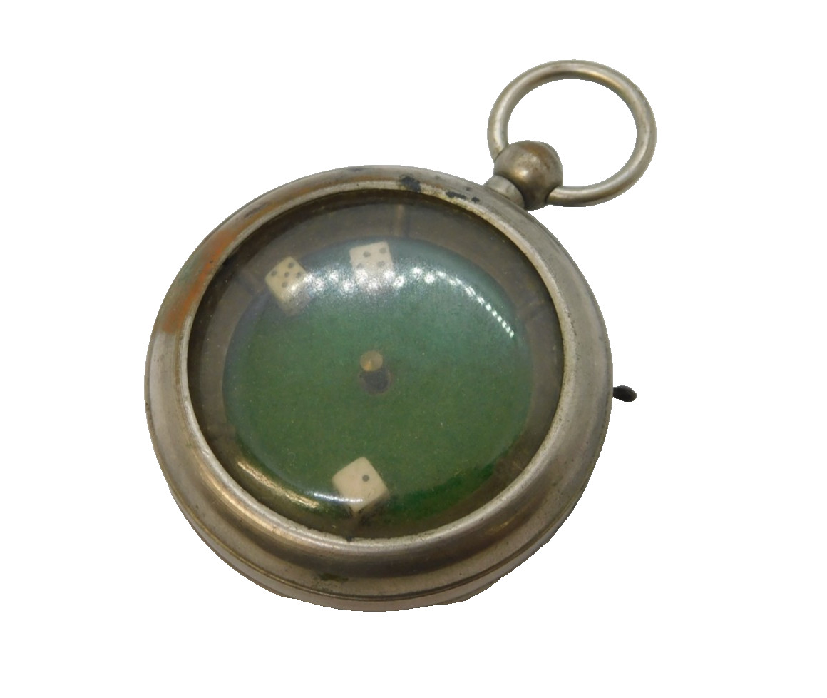 20th Century Novelty Pocket Watch Gaming Dice Spinner Antique c1910s