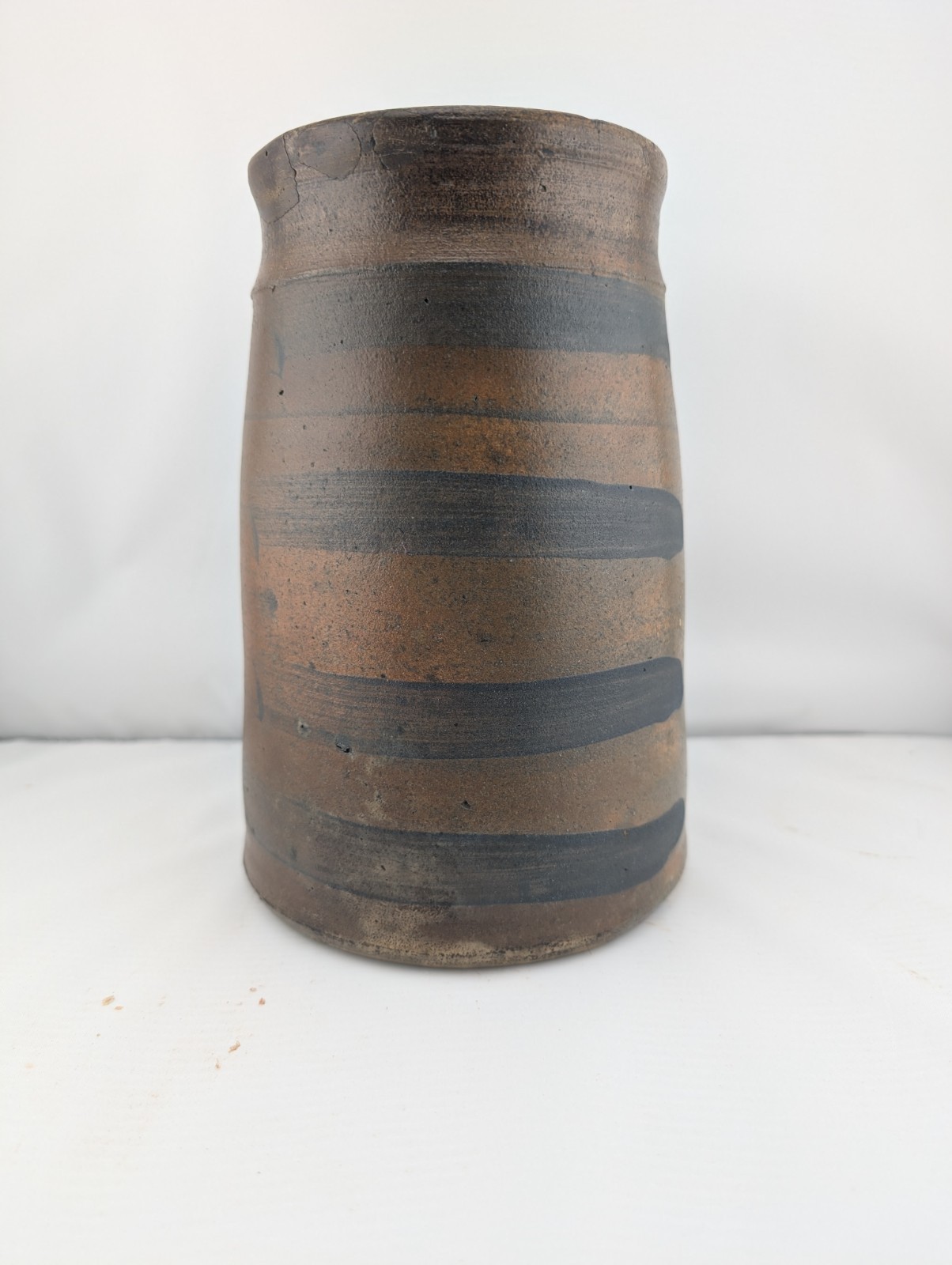 Primitive Western PA Stoneware Salt Glazed Jar 4 Cobalt Stripes Tapered Wax Seal Primitive Western PA Stoneware Salt Glazed Jar 4 Cobalt Stripes Tapered Wax Seal