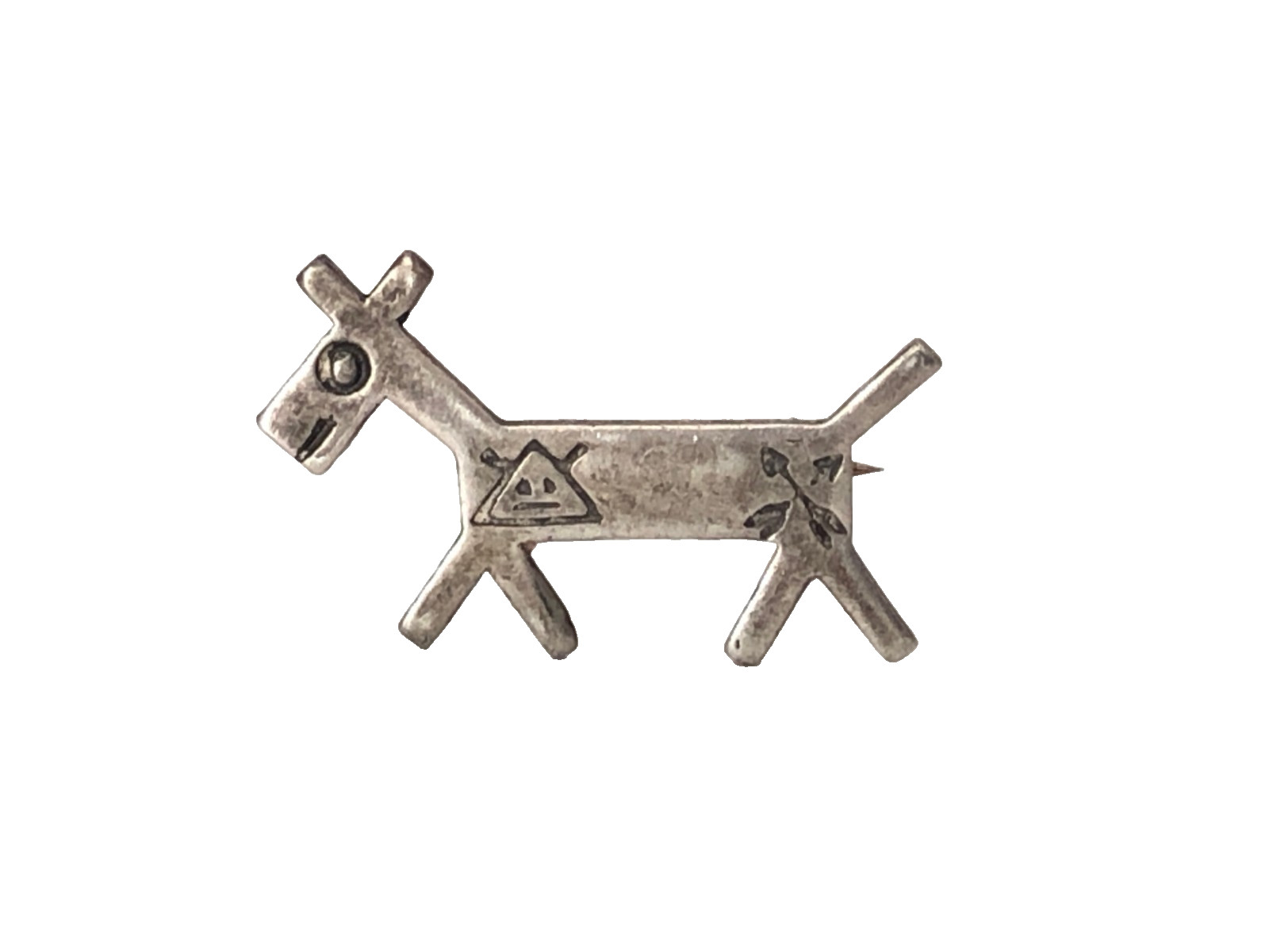 Navajo Horse Dog Vintage Harvey Stamped Pin Sterling C-Clasp Harvey Era Navajo Horse Dog Vintage Harvey Stamped Pin Sterling C-Clasp Harvey Era