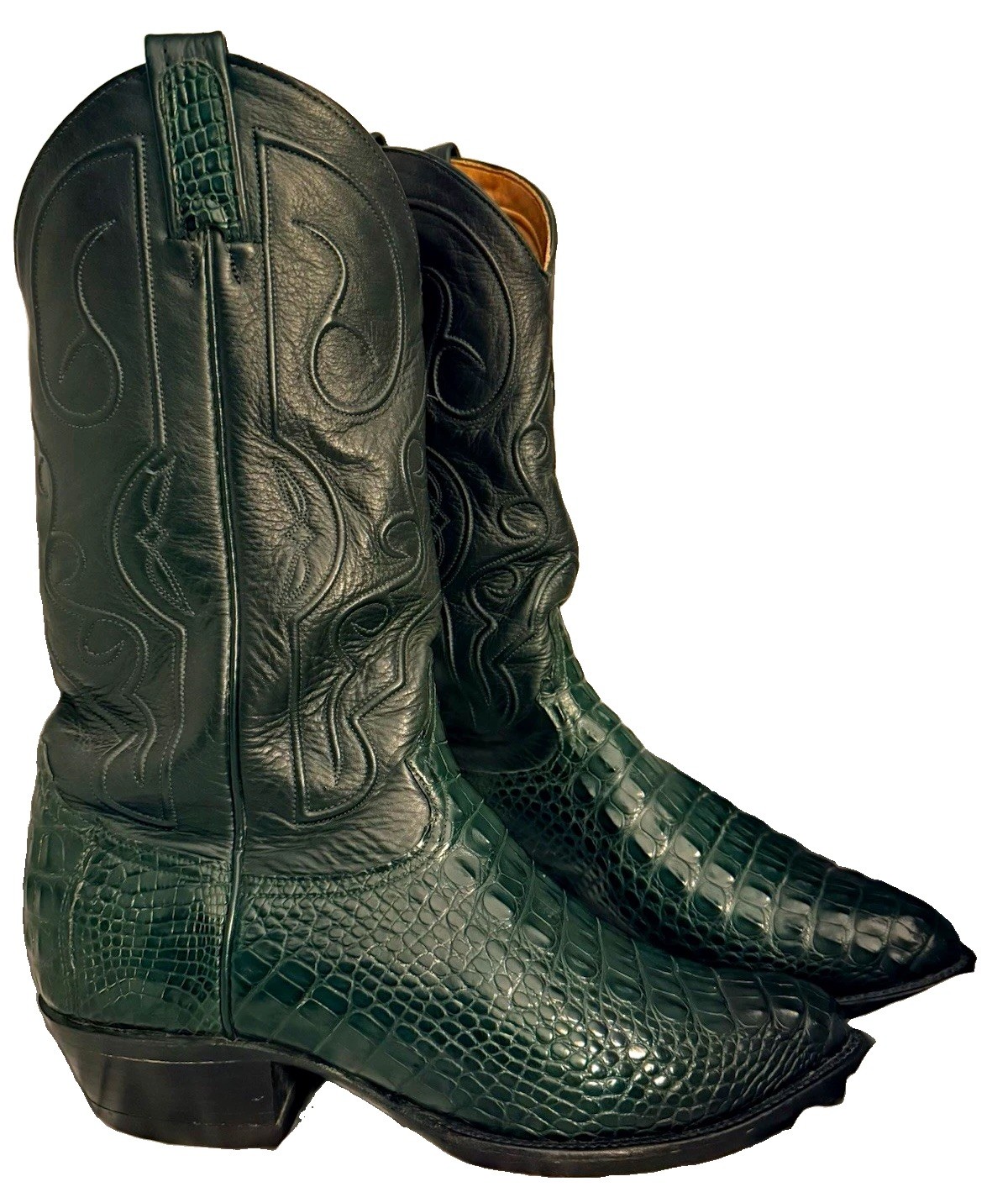 Tony Lama 6428 Hornback Caiman Cowboy Boots Men\'s US 8.5 Green/Black Tony Lama 6428 Hornback Caiman Cowboy Boots Men\'s US 8.5 Green/Black