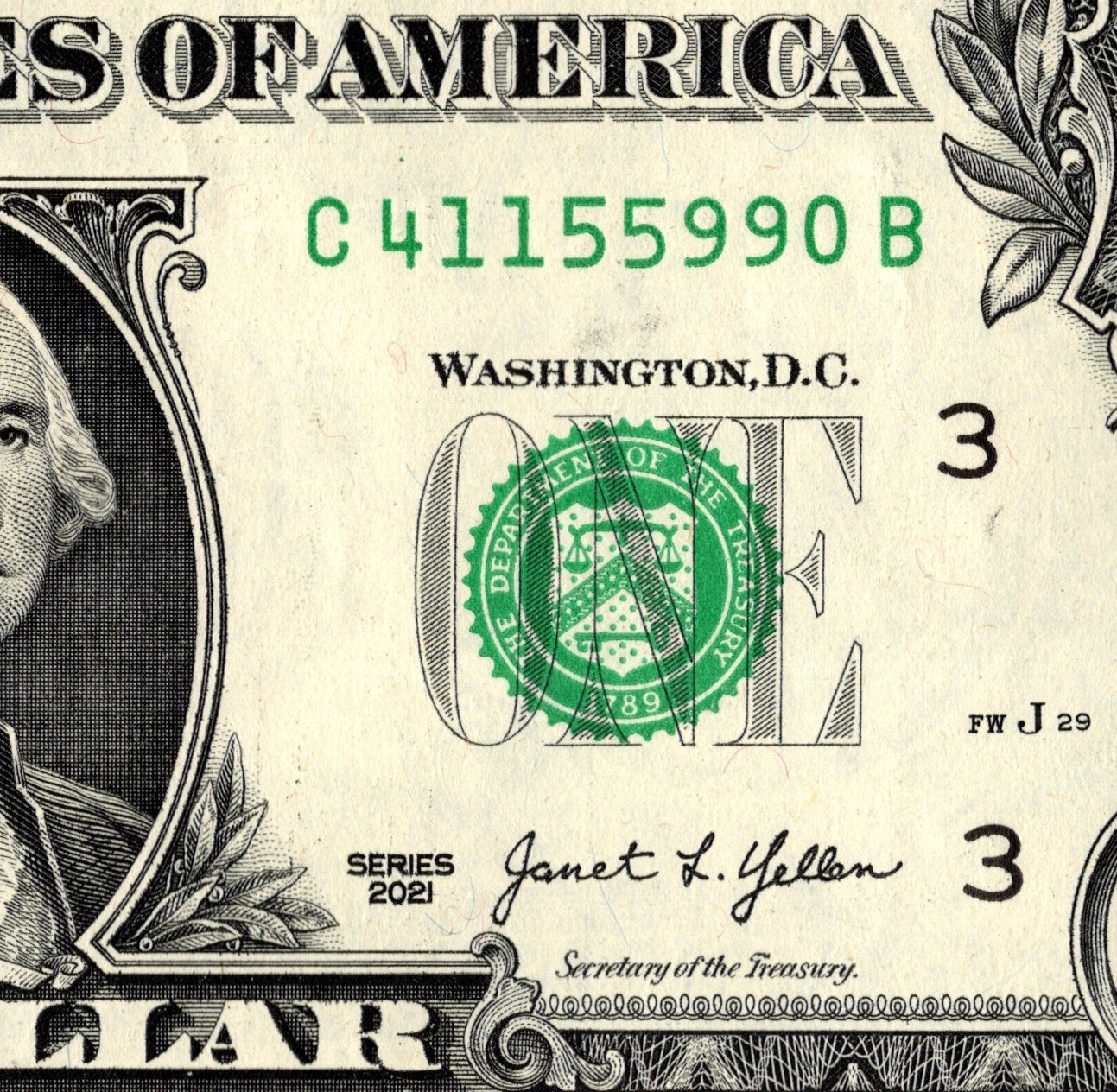 3 consecutive pair Fancy Serial Number One Dollar Bill C41155990B