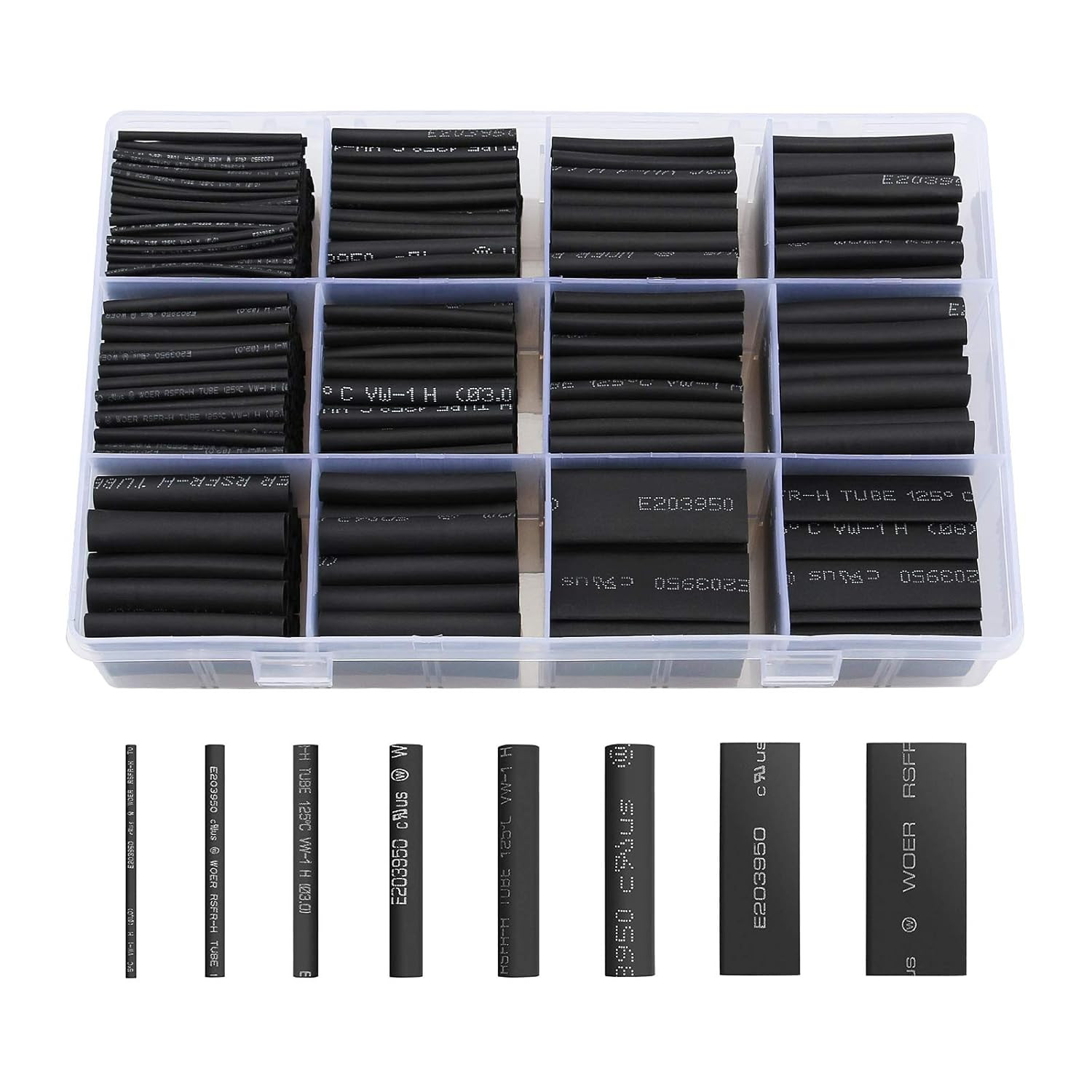 Innhom 650Pcs Heat Shrink Tubing Black Heat Shrink Tube Wire Shrink Wrap Shrinka