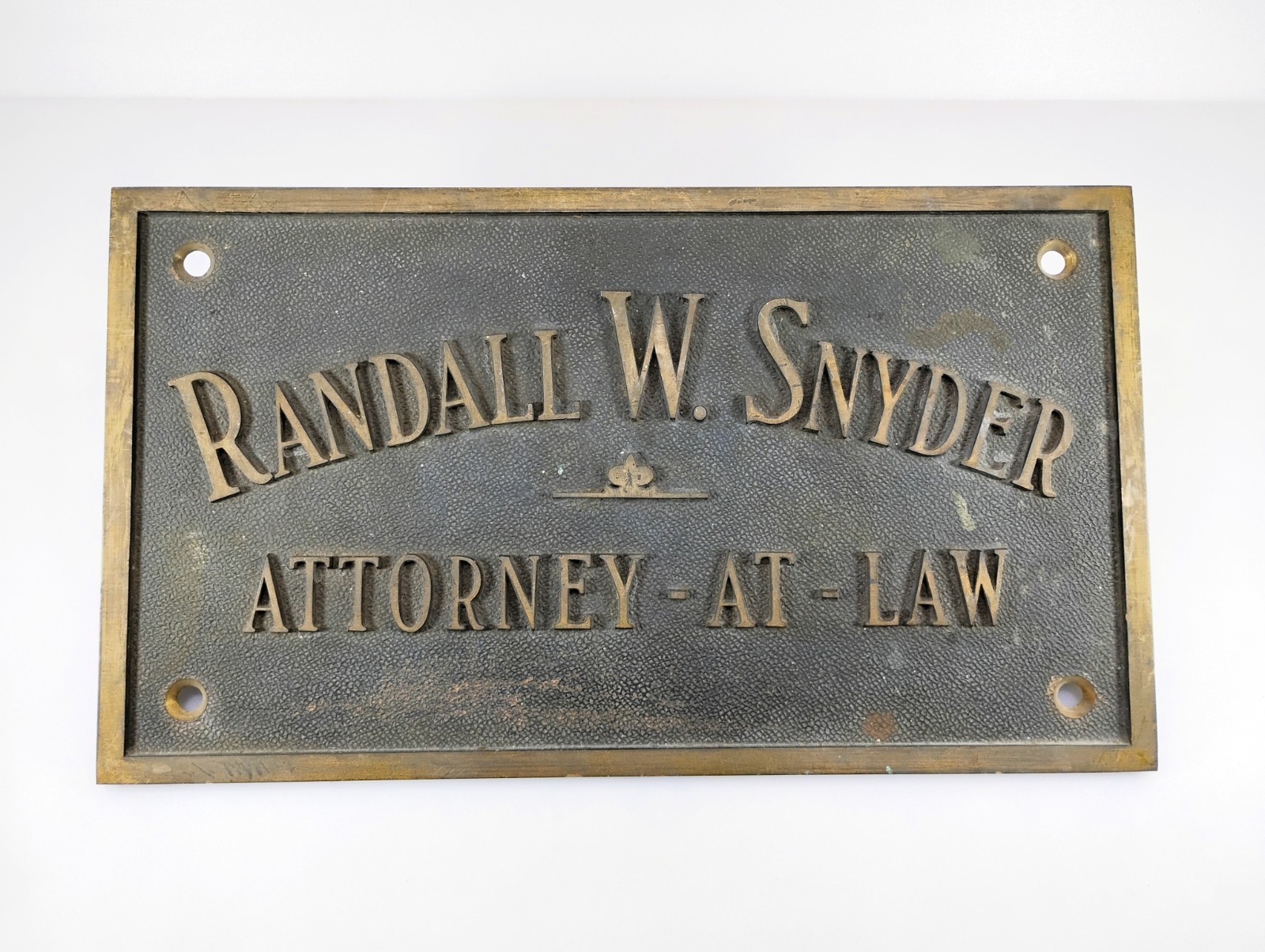 Vintage Cast Bronze Brass Attorney At Law Plaque Randall W Snyder Law Office Sig
