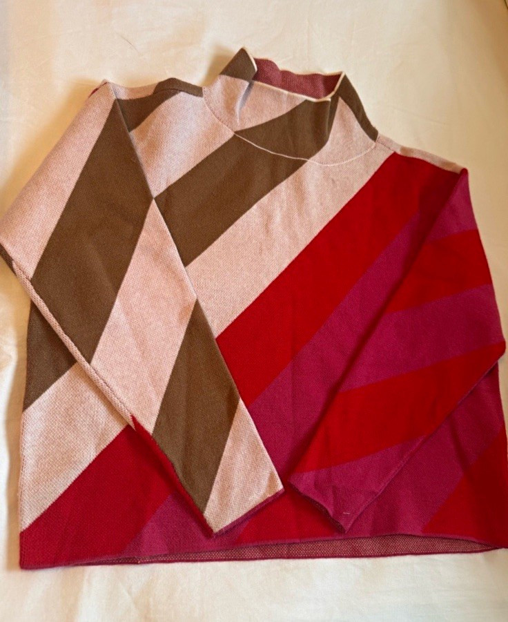 Maeve by Anthropologie Women\'s Mock Neck Knit Colorblock Pullover Sweater XXS