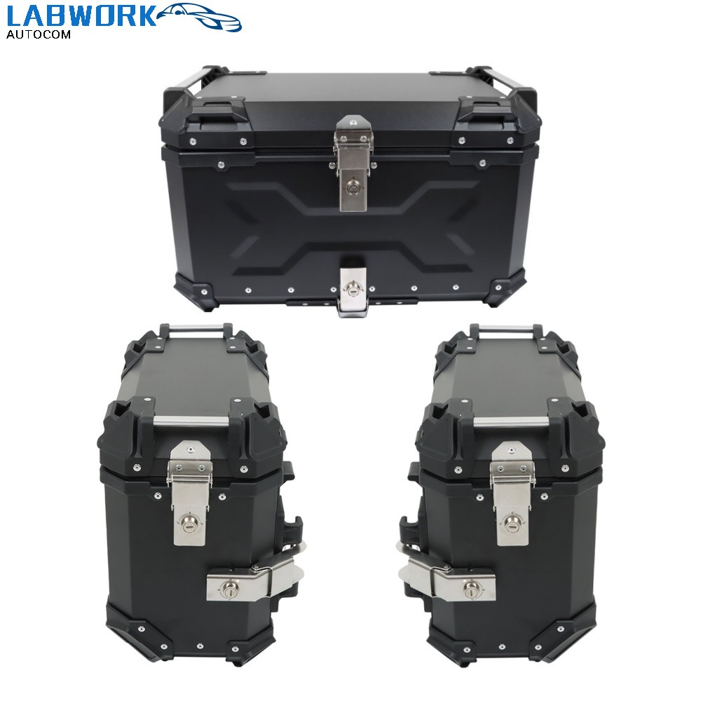 Motorcycle 36L Side Case Hard Saddlebag + 55L Top Case Tail Box Luggage