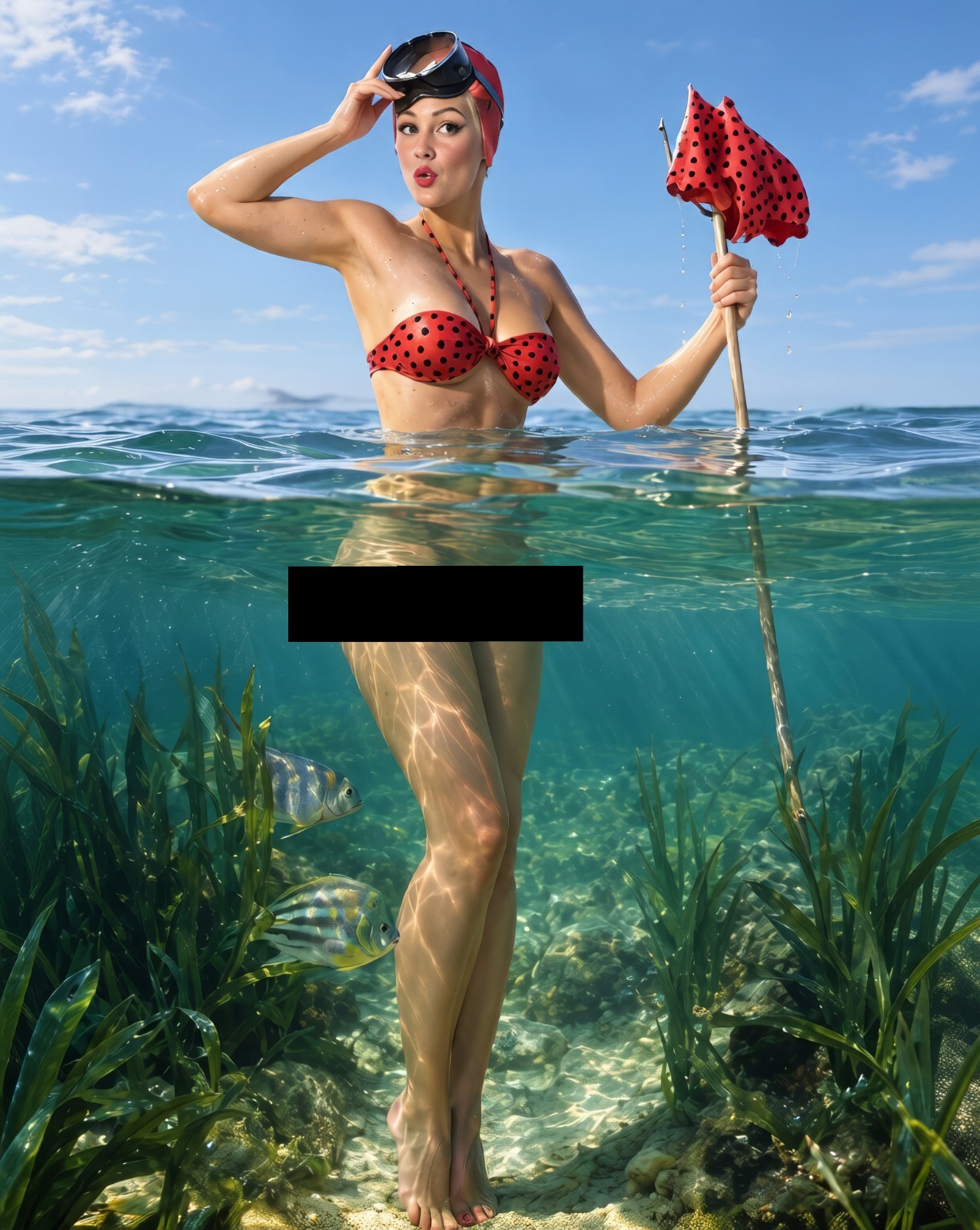 Surprise Catch Vintage pin-up 11 x 14\ Surprise Catch Vintage pin-up 11 x 14\