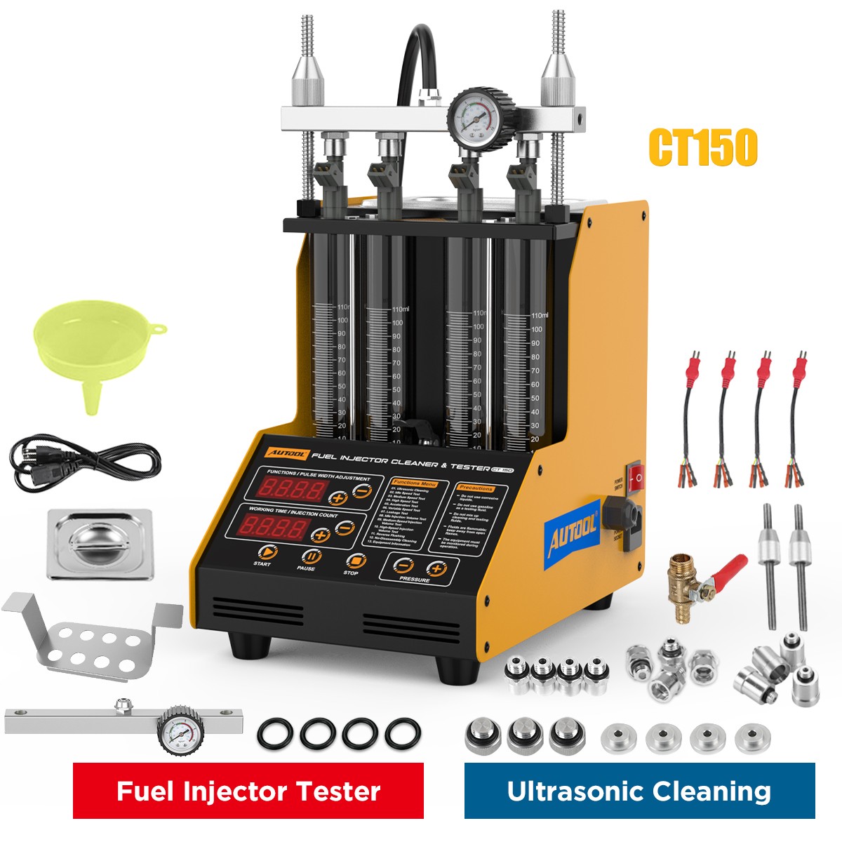AUTOOL Car Fuel Injector Cleaner Tester 4 Cylinder Ultrasonic Cleaning Machine