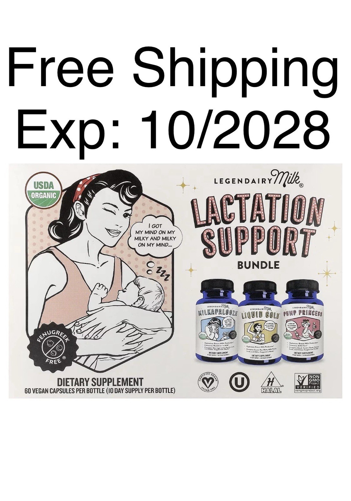 Legendairy Milk Lactation Vegan Support Bundle - 180ct 10/2028 FreeShip