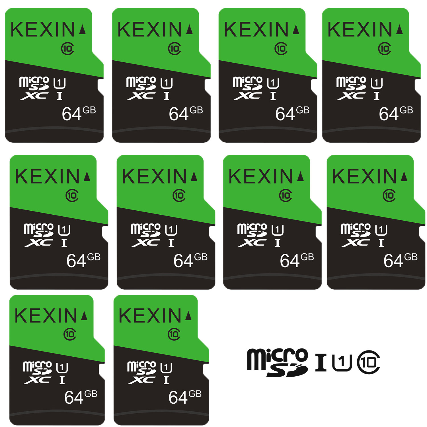Kexin 10 Pack 64GB Ultra Micro SD SDXC Memory Card Class 10 TF Card For Phone PC